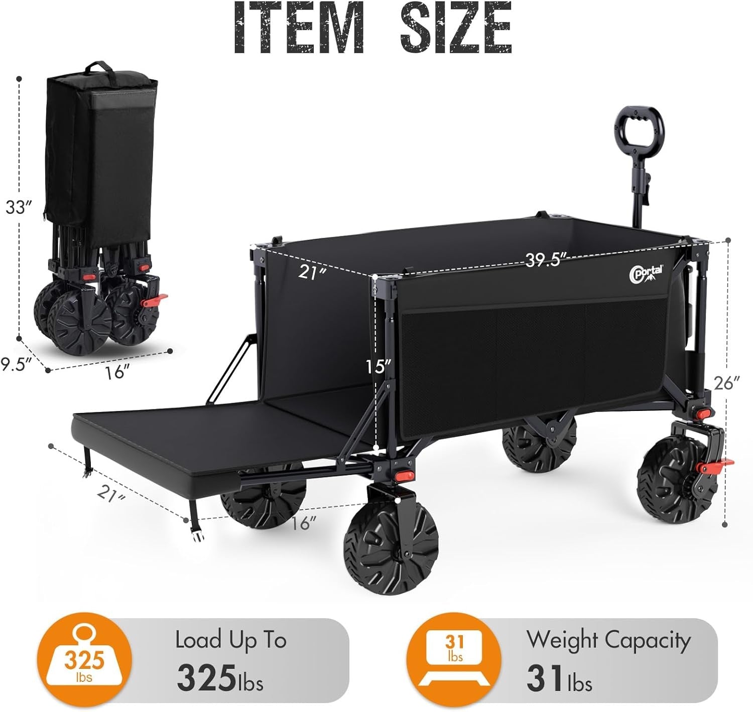 Foldable Beach Wagon with Tailgate - Portal Outdoors