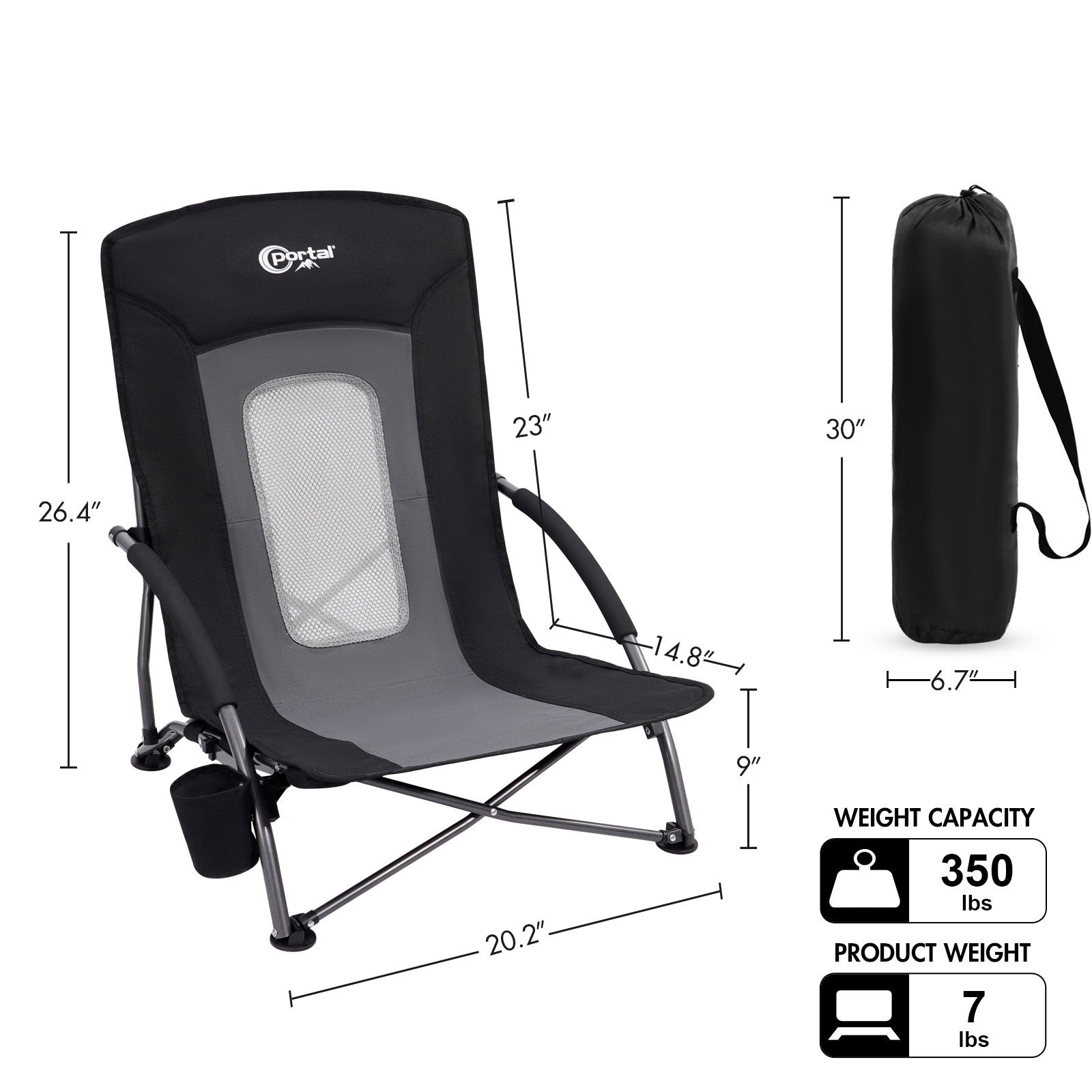 Portal Outdoors Low Beach Chair - Compact Design - Portal Outdoors