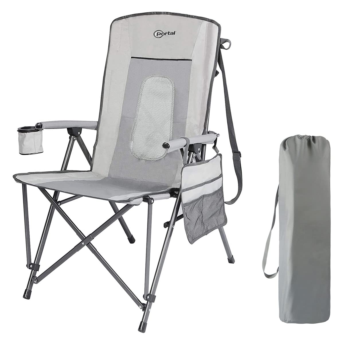 PORTAL Oversized Quad Folding Camping Chair High Back Cup Holder