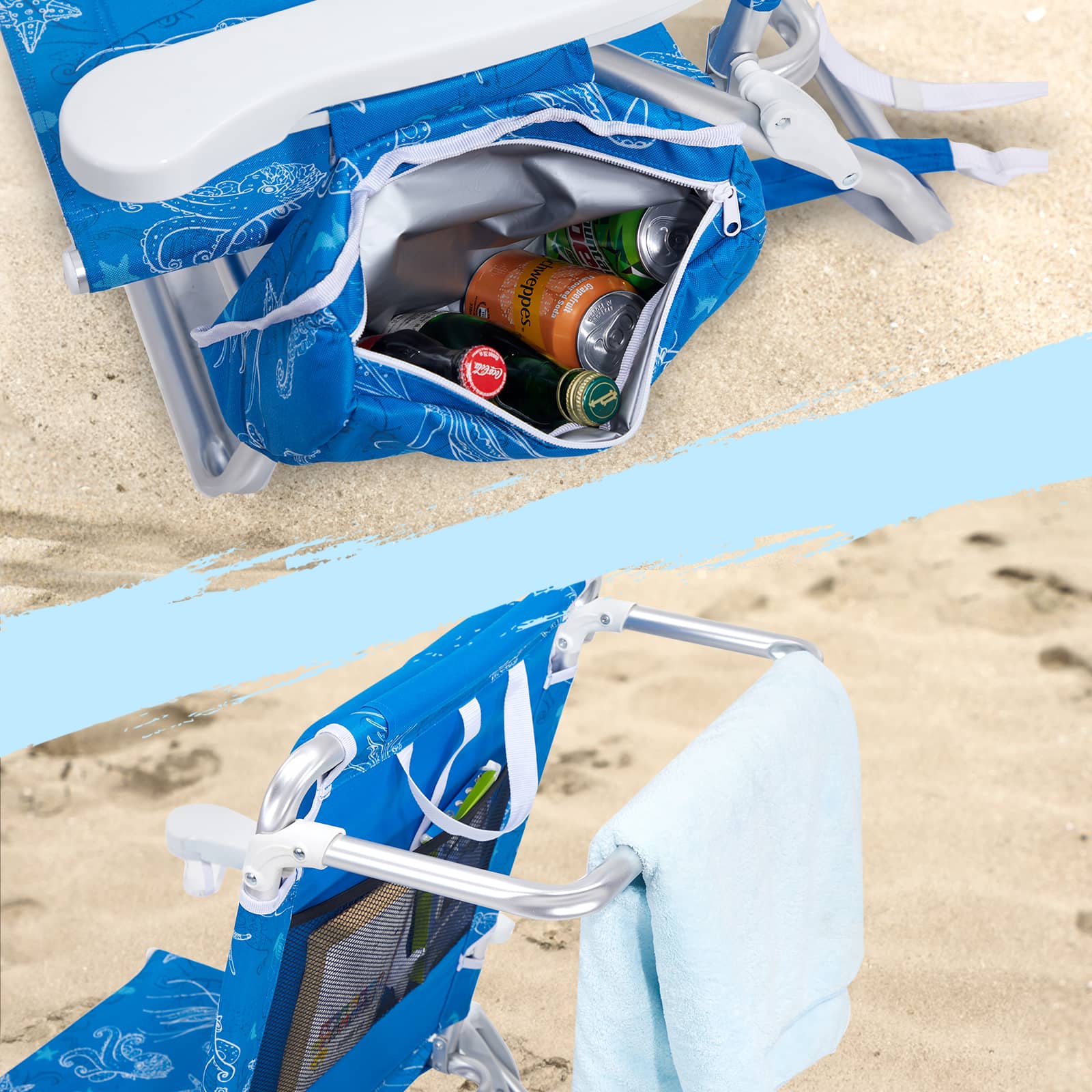 Reclining Beach Chair Blue- Portal Outdoors