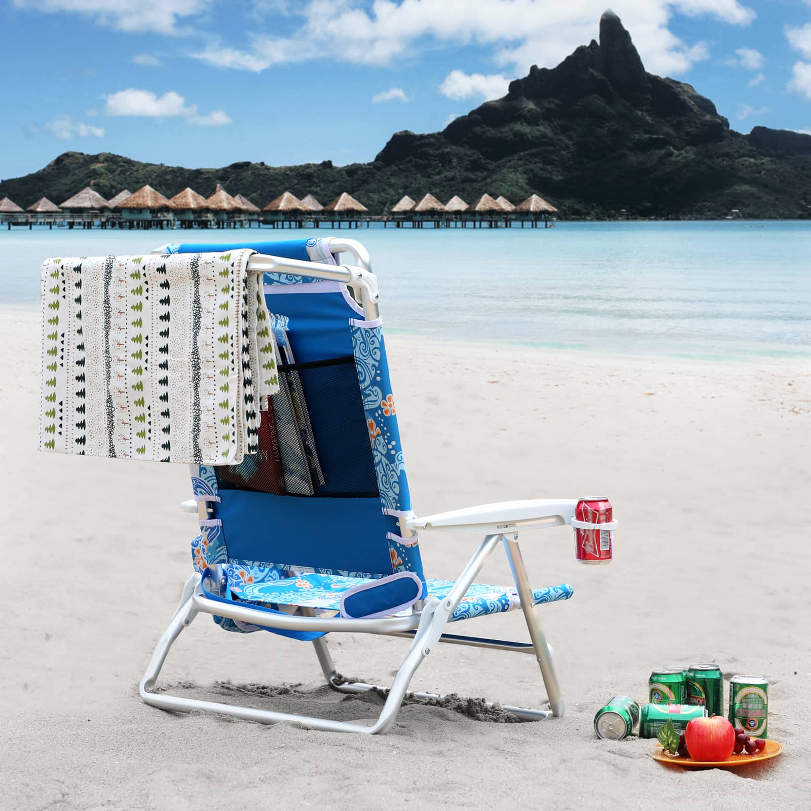 Reclining Beach Chair Blue- Portal Outdoors