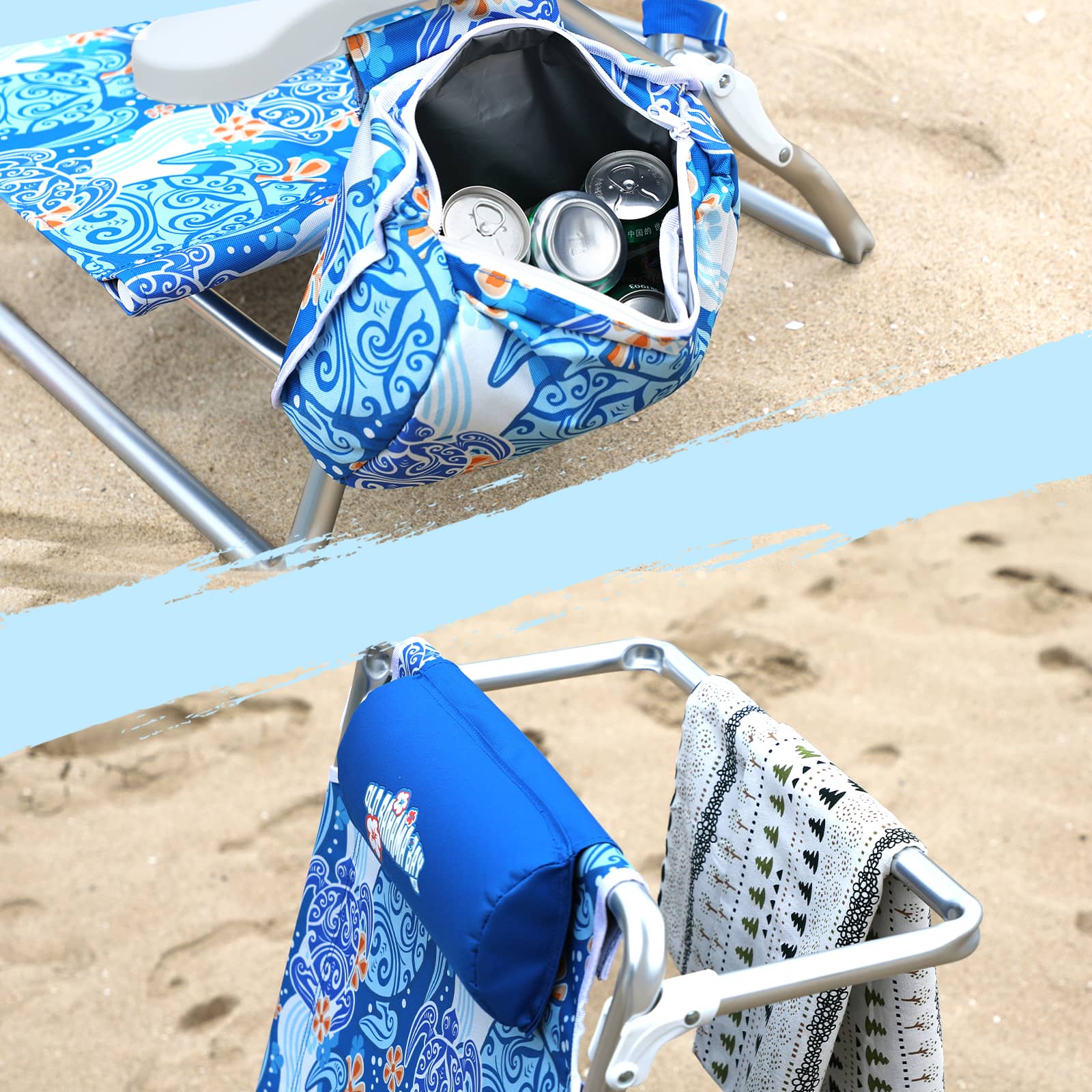 Reclining Beach Chair Blue- Portal Outdoors
