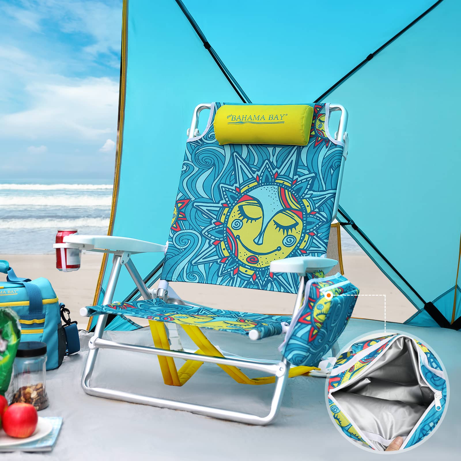 Reclining Beach Chair Blue- Portal Outdoors
