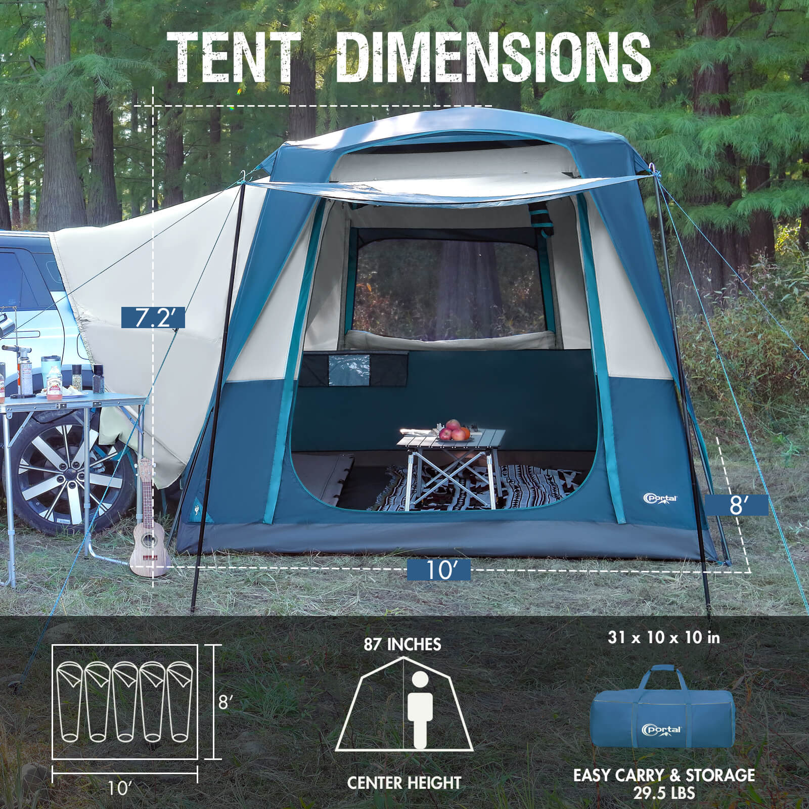 5 Person SUV Tailgate Tent with Porch - Portal Outdoors