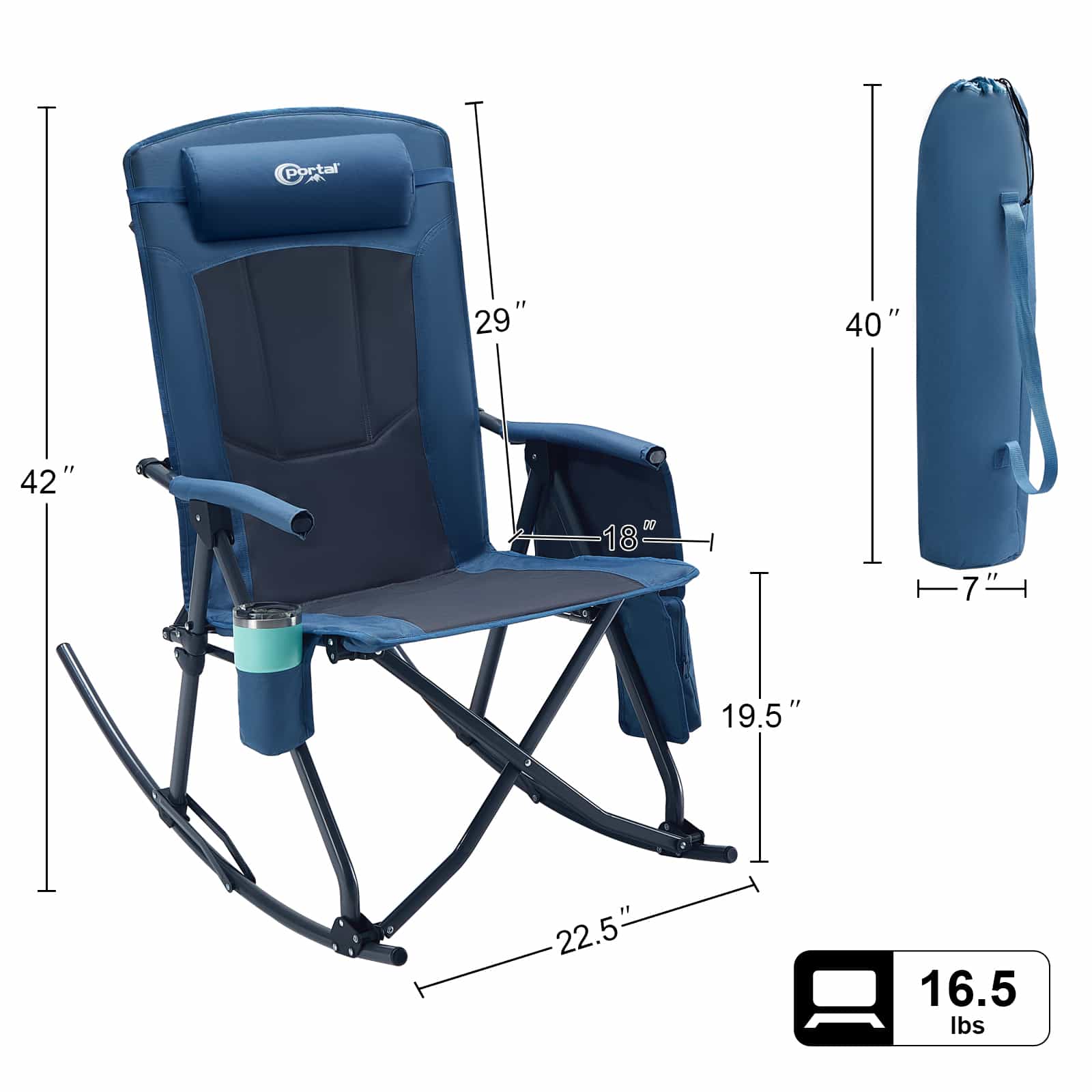 Portal Outdoors Portable Heated Rocking Camping Chair - Portal Outdoors