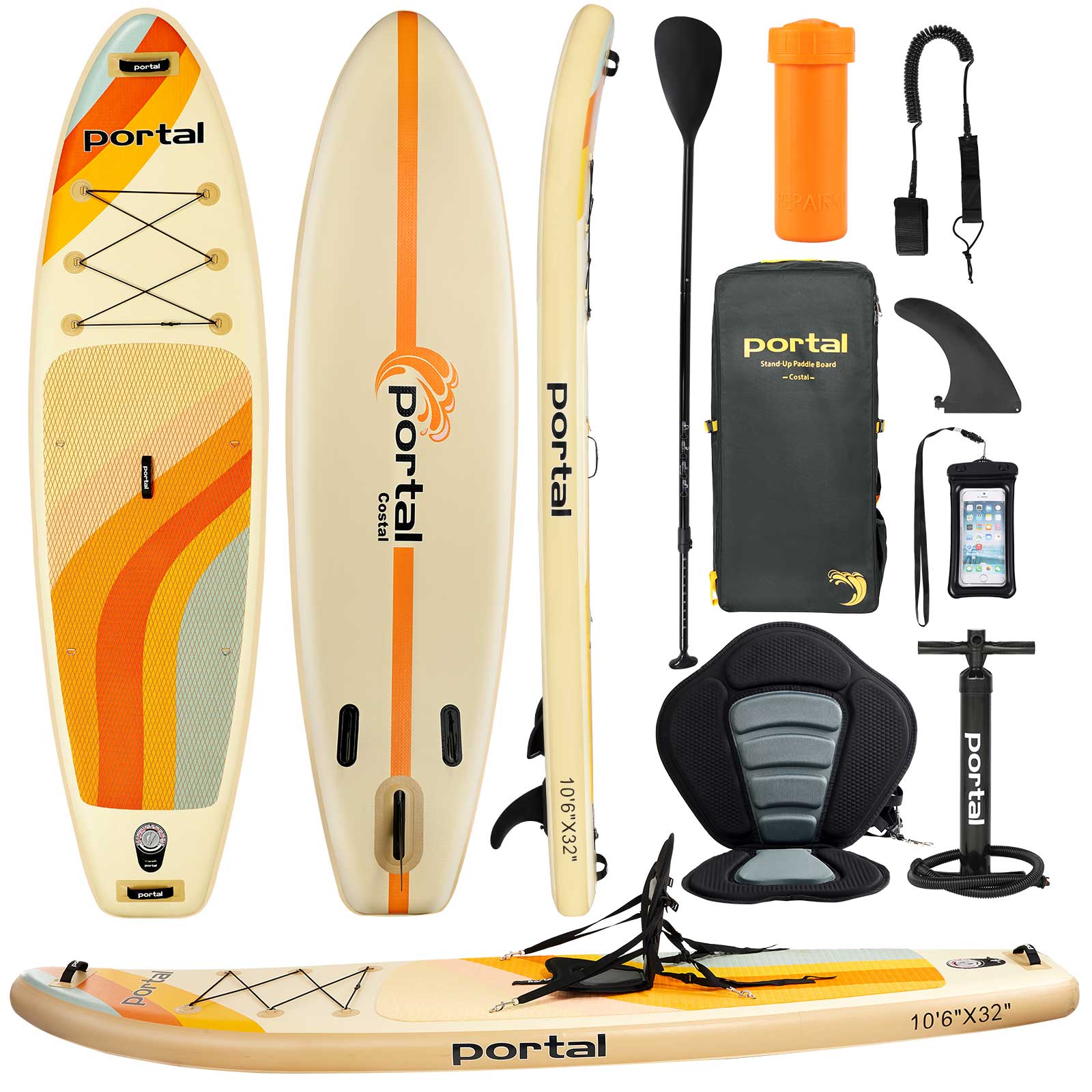 Portal Outdoors Costal Inflatable Stand Up Paddle Board 10'6"x33"x6" - Portal Outdoors