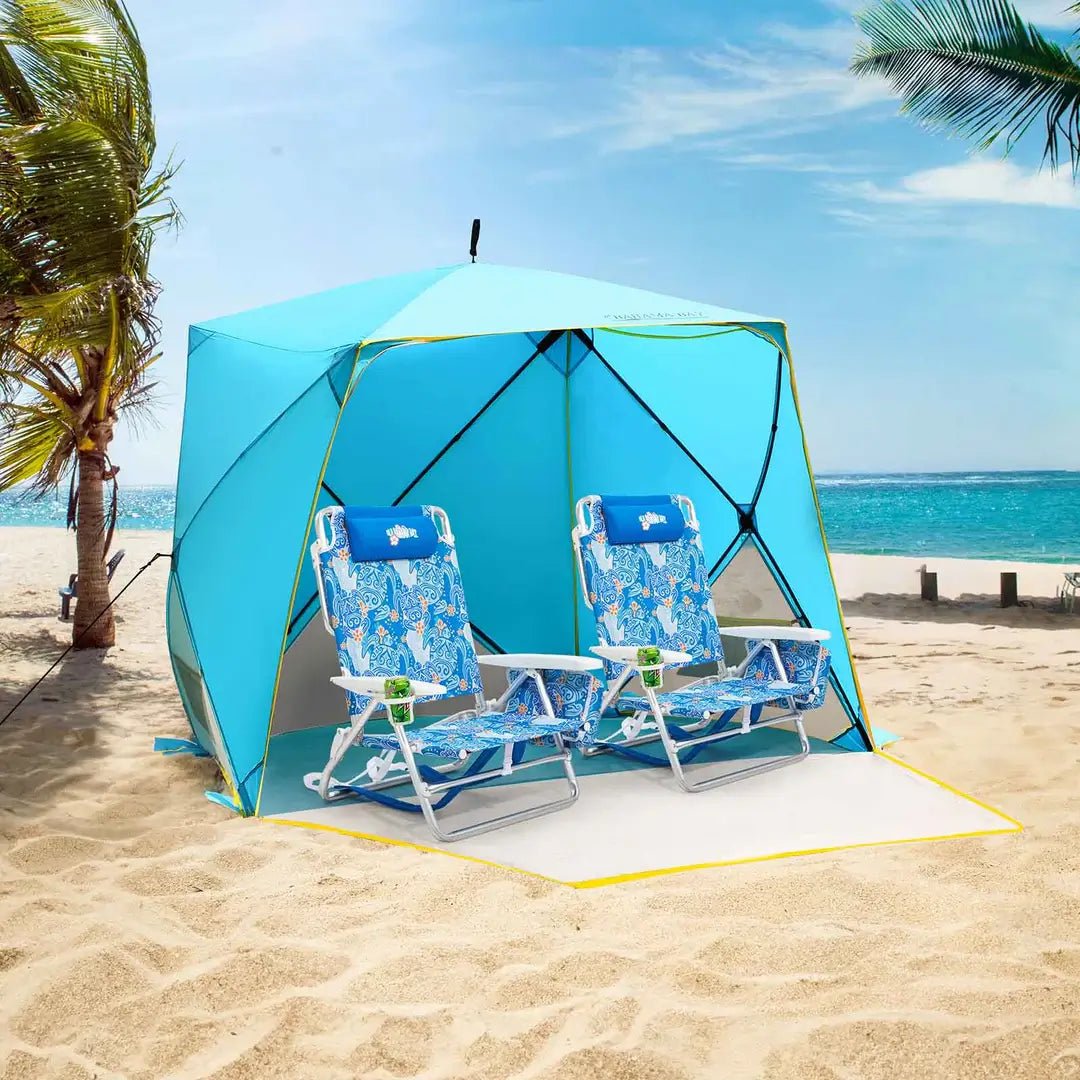 Portal Outdoors Coastal Lounge Combo include 2 beach chairs and 1 beach tent