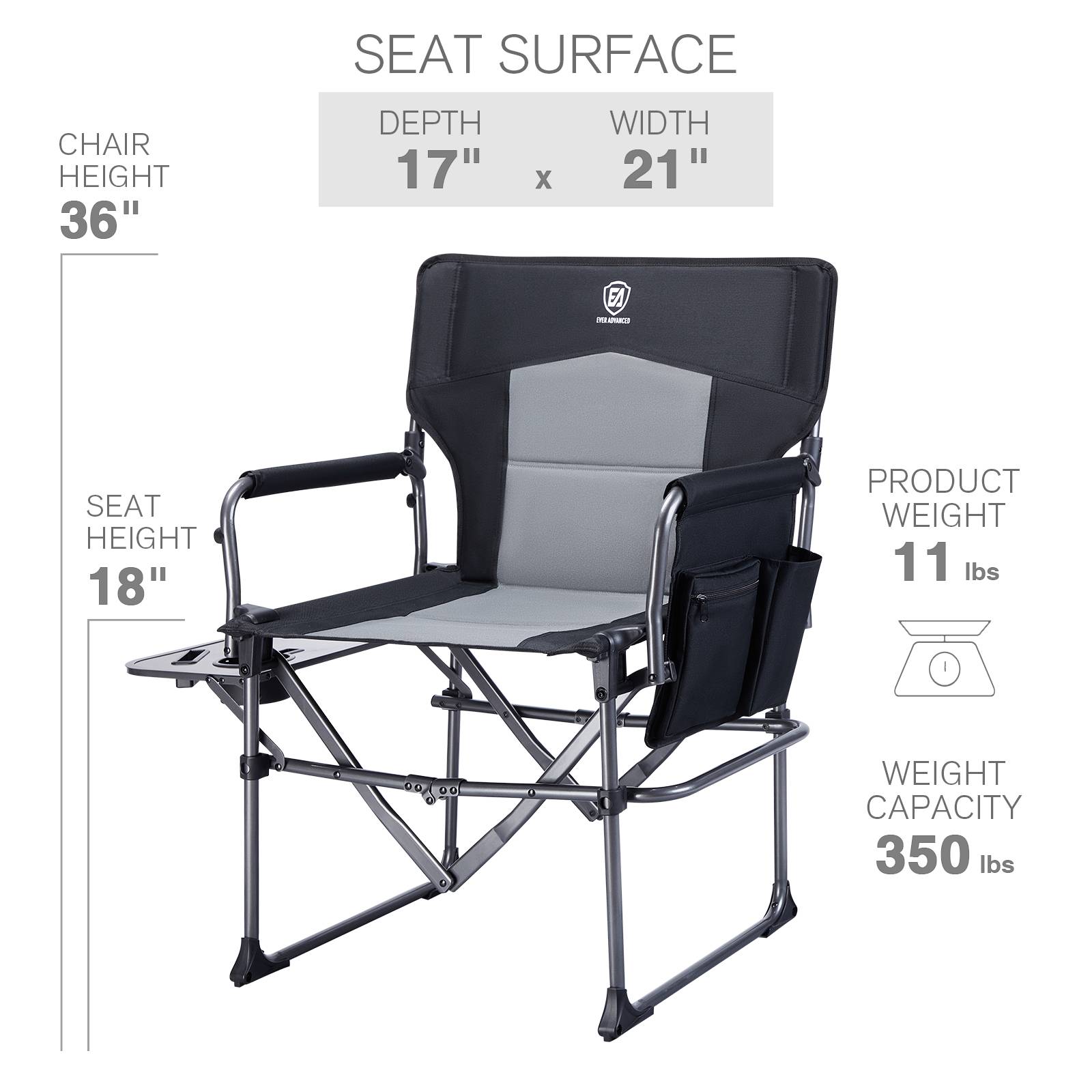 EVER ADVANCED Compact Camping Directors Chair Bundle - Portal Outdoors