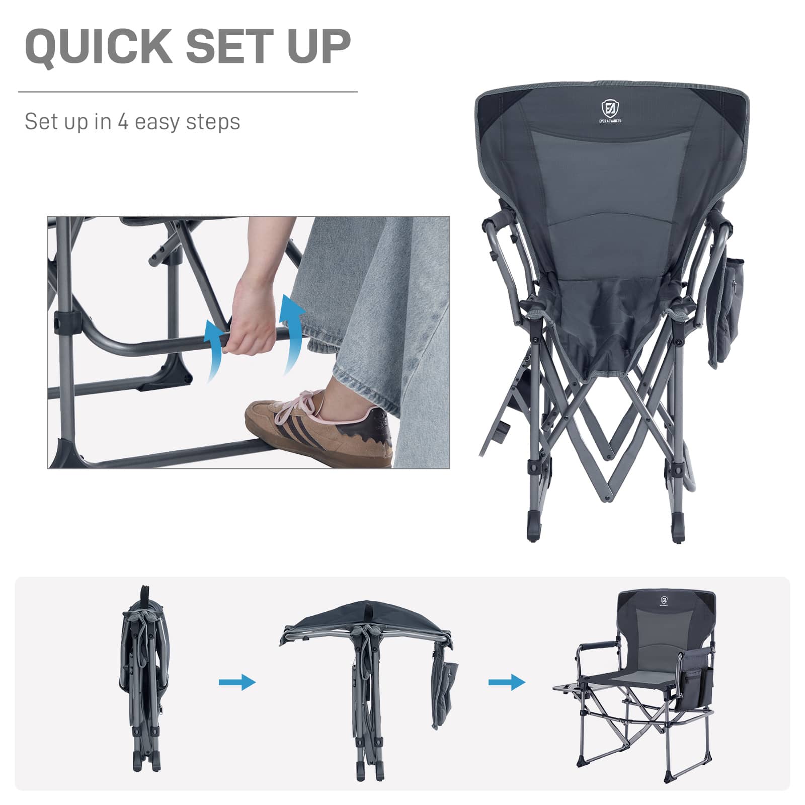 EVER ADVANCED Compact Camping Directors Chair - Portal Outdoors