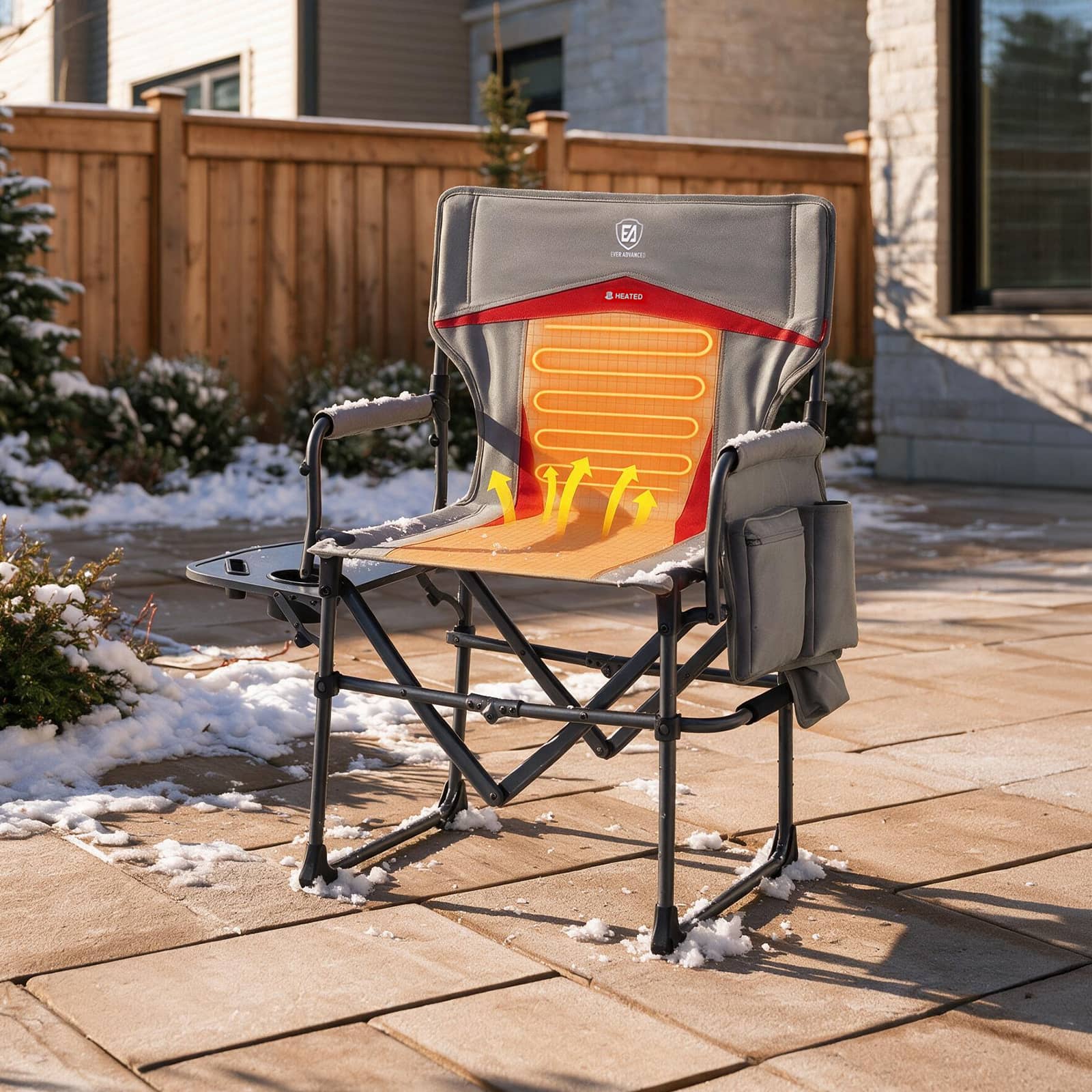 EVER ADVANCED Heated Camping Director Chair