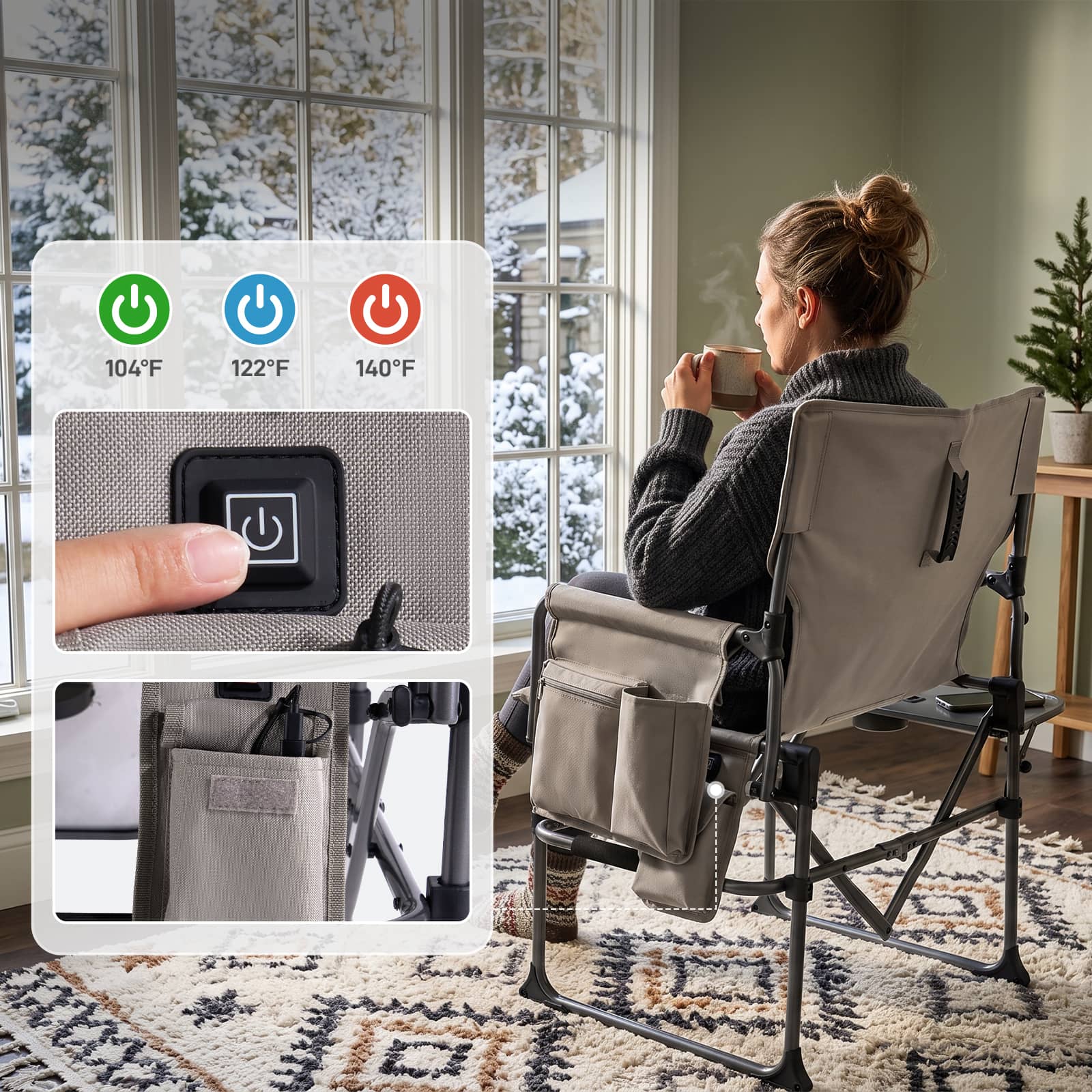 EVER ADVANCED Heated Camping Director Chair