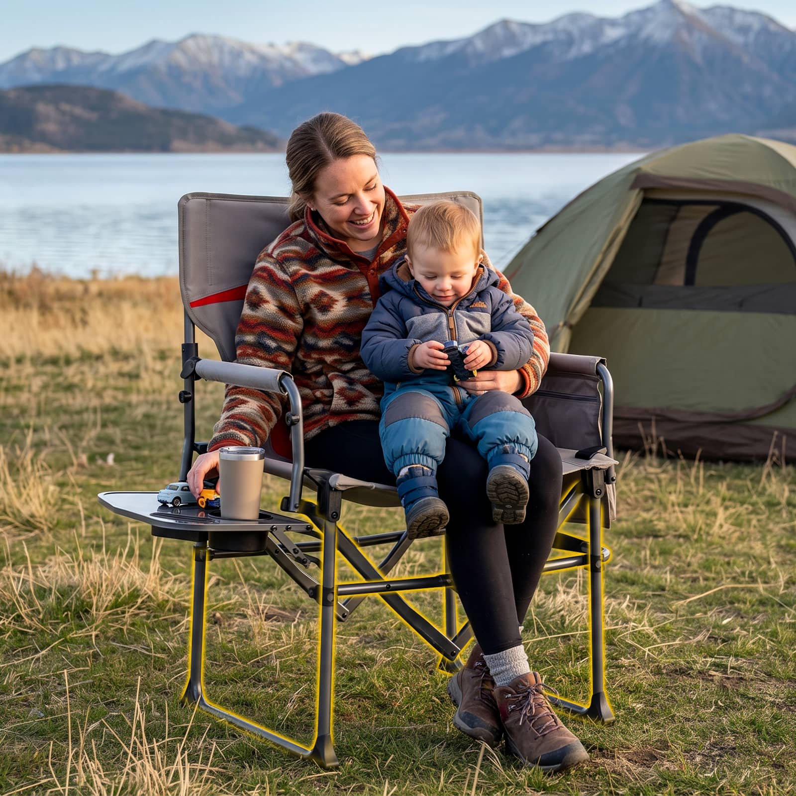 EVER ADVANCED Heated Camping Director Chair