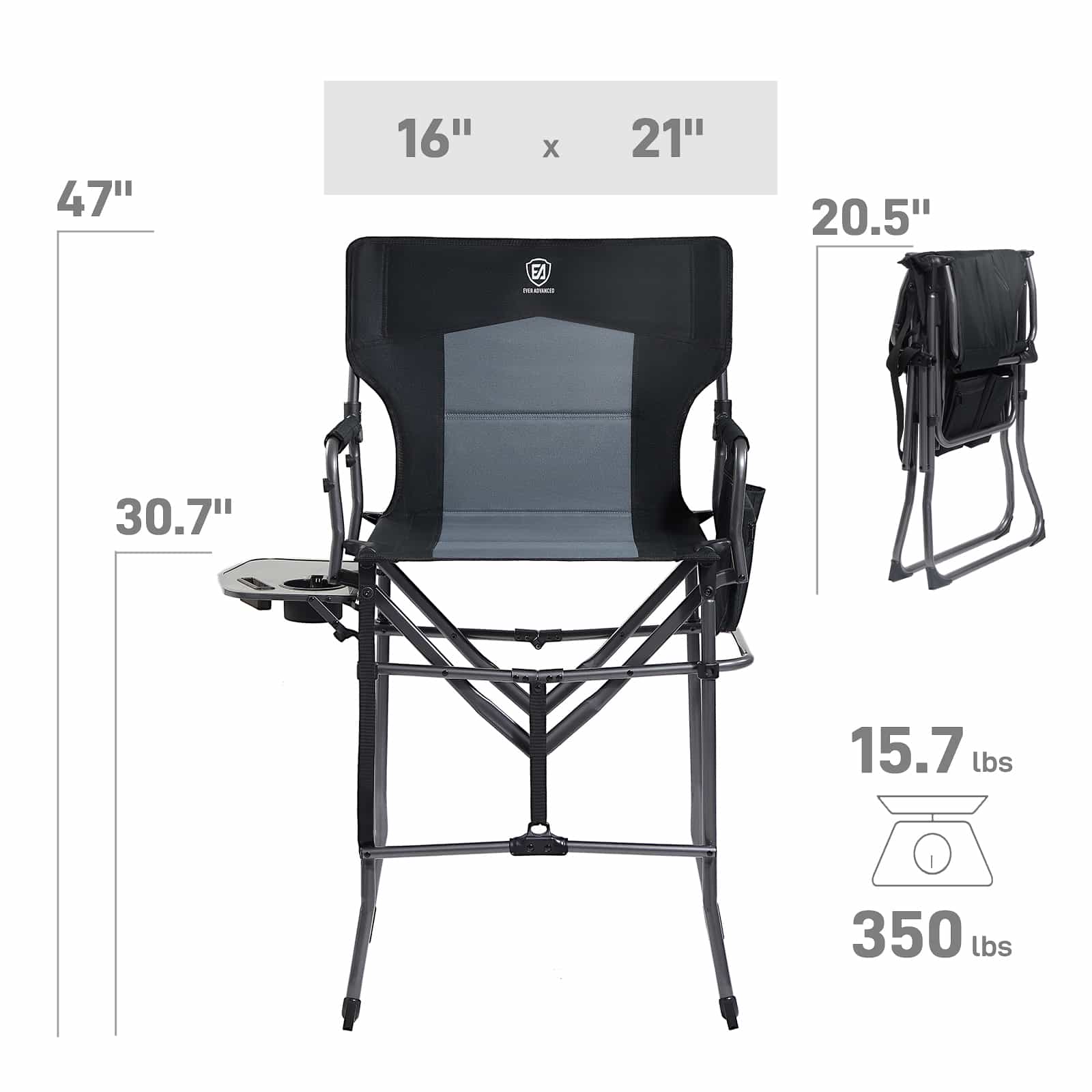 EVER ADVANCED Portable Tall Folding Camping Chair - Portal Outdoors