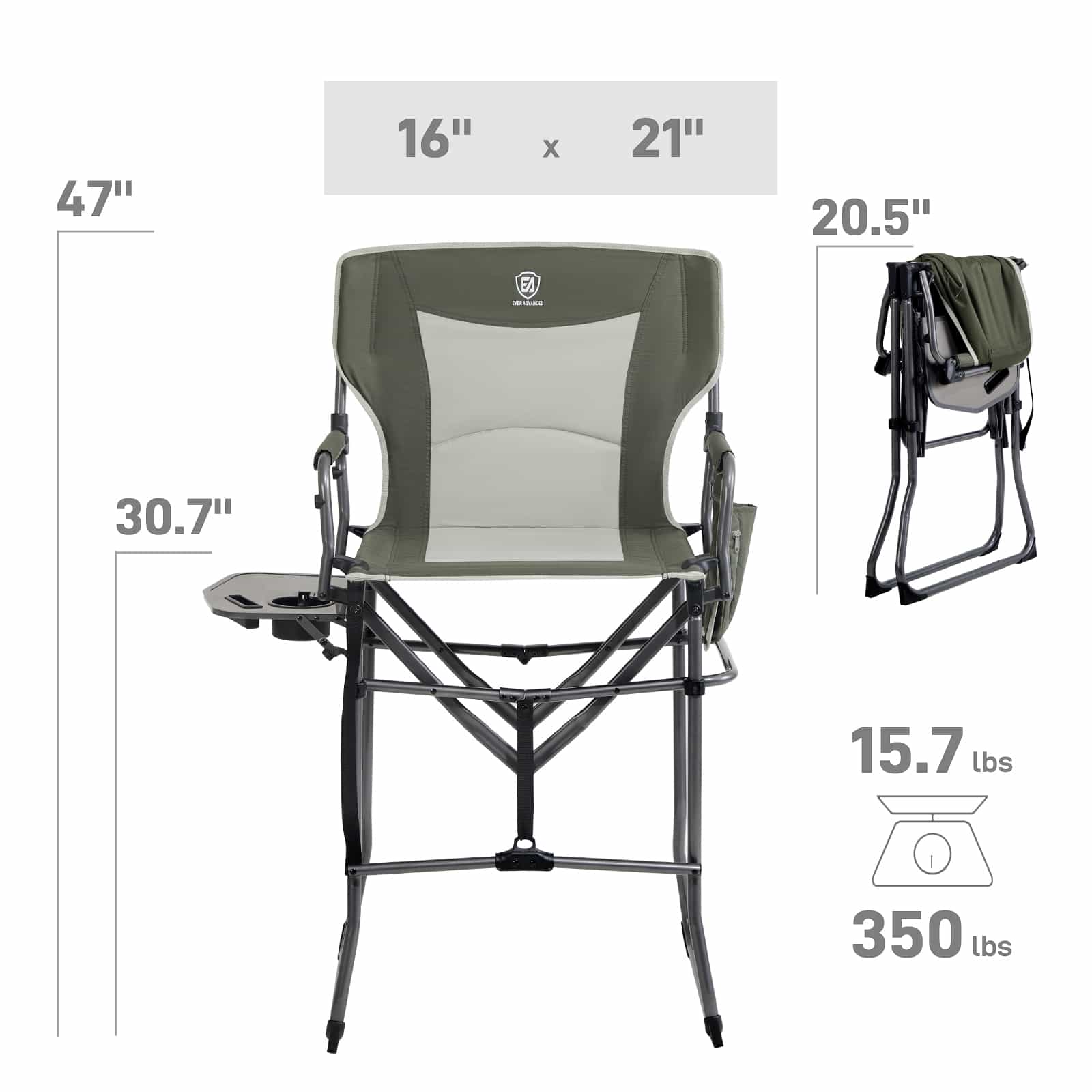 EVER ADVANCED Portable Tall Folding Camping Chair - Portal Outdoors