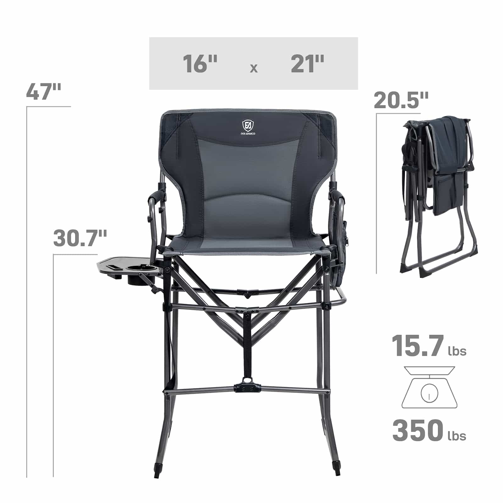 EVER ADVANCED Portable Tall Folding Camping Chair - Portal Outdoors