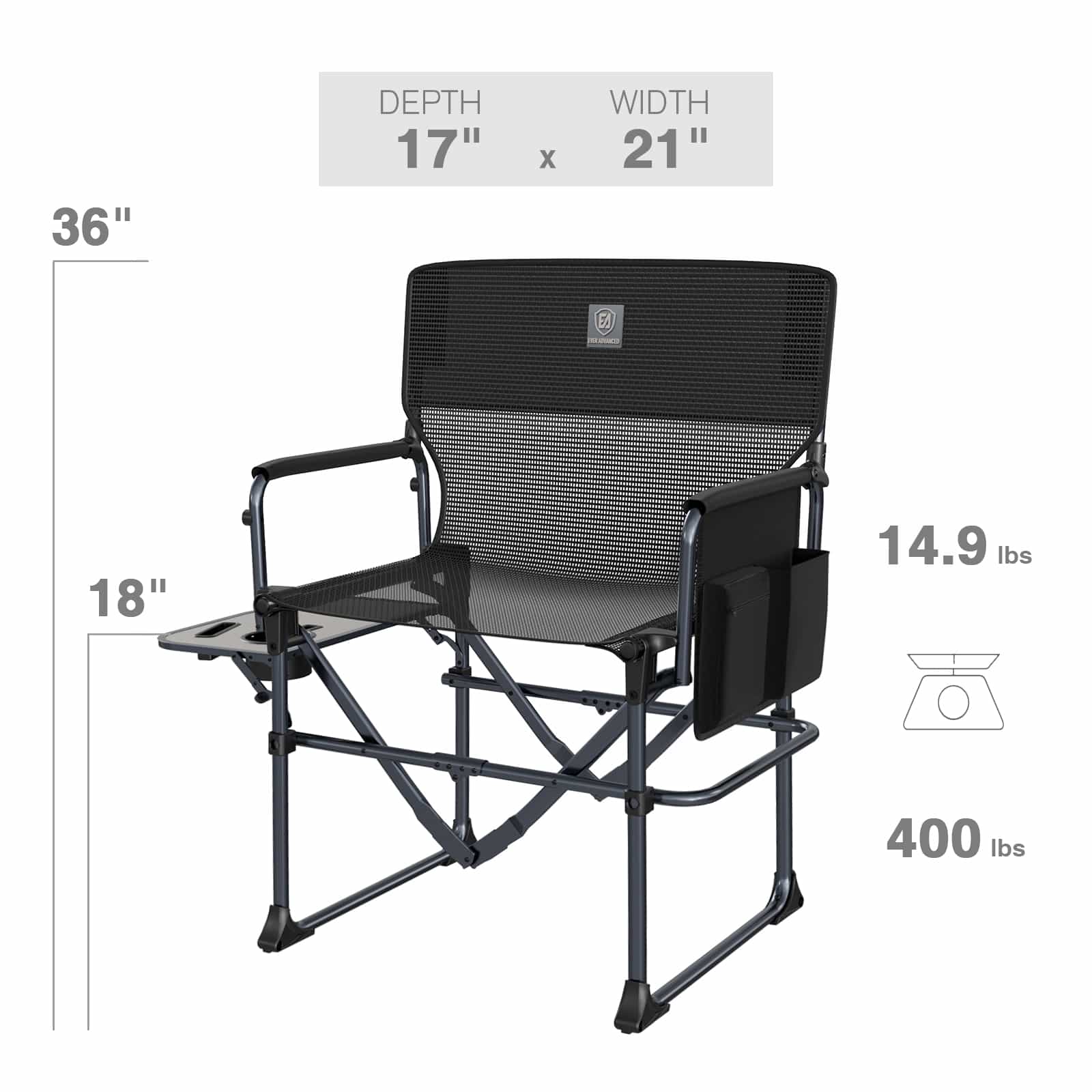 EVER ADVANCED Textilene Mesh Director Camping Chair - Portal Outdoors