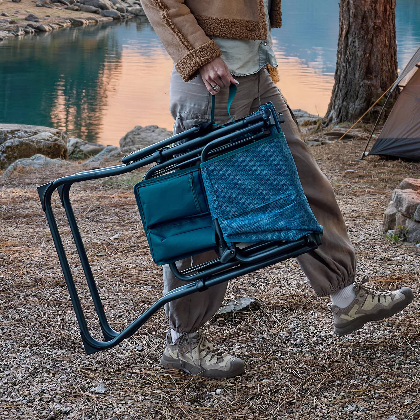 Stretch Mesh Tall Folding Camping Chair Makeup Back Yard Fun| EVER