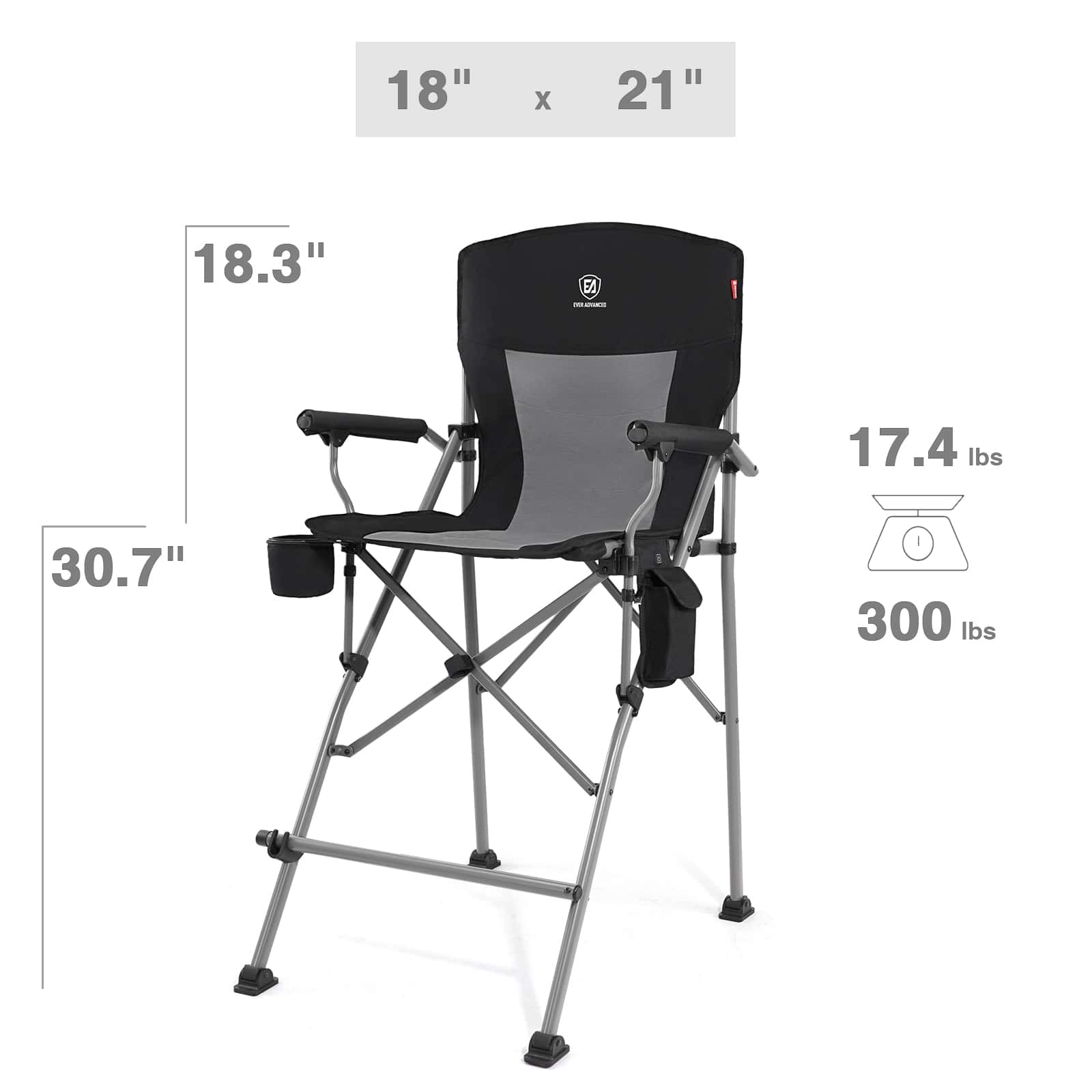 EVER ADVANCED Heated Tall Directors Chair - Portal Outdoors