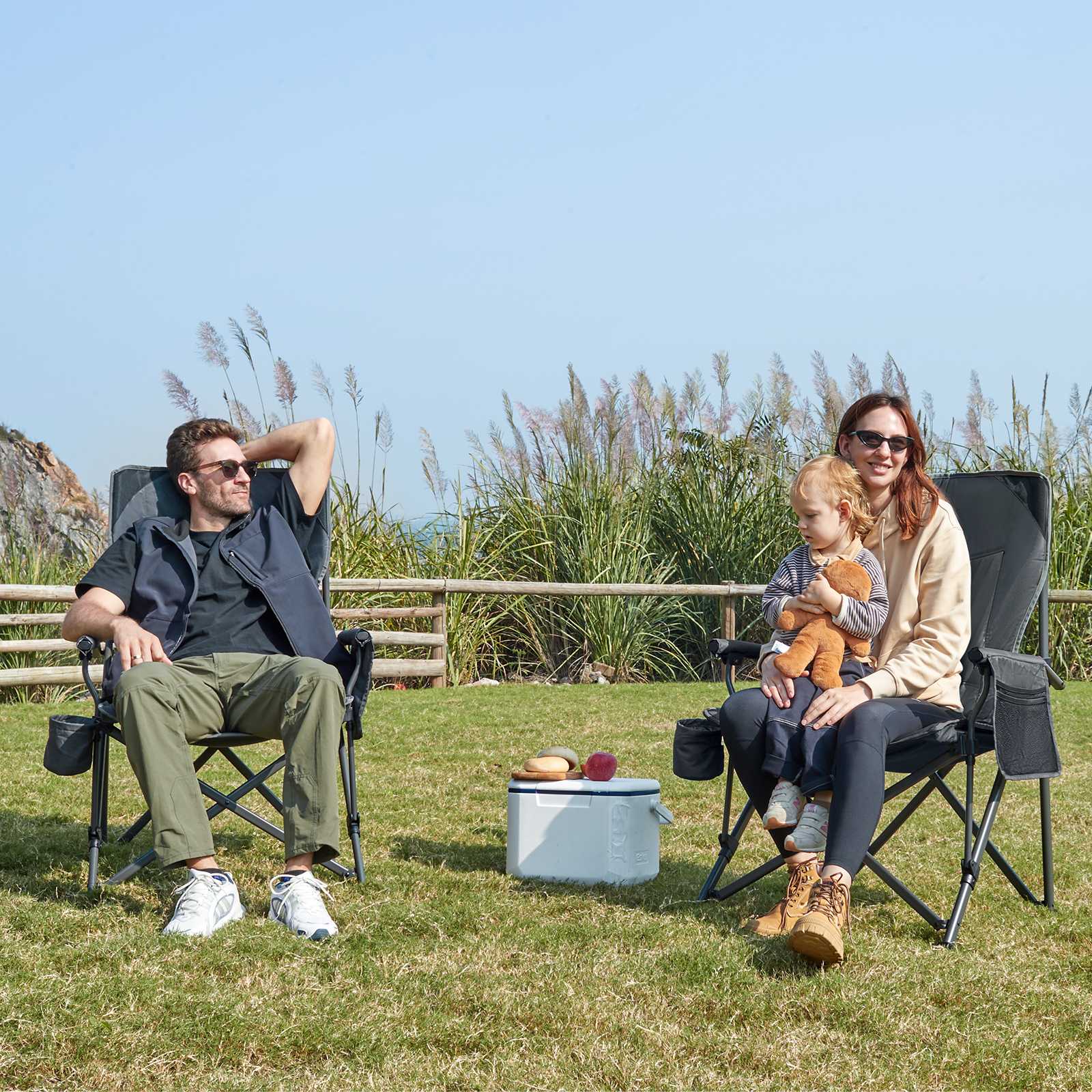 EVER ADVANCED Oversized Folding Camping Chair Gray Color