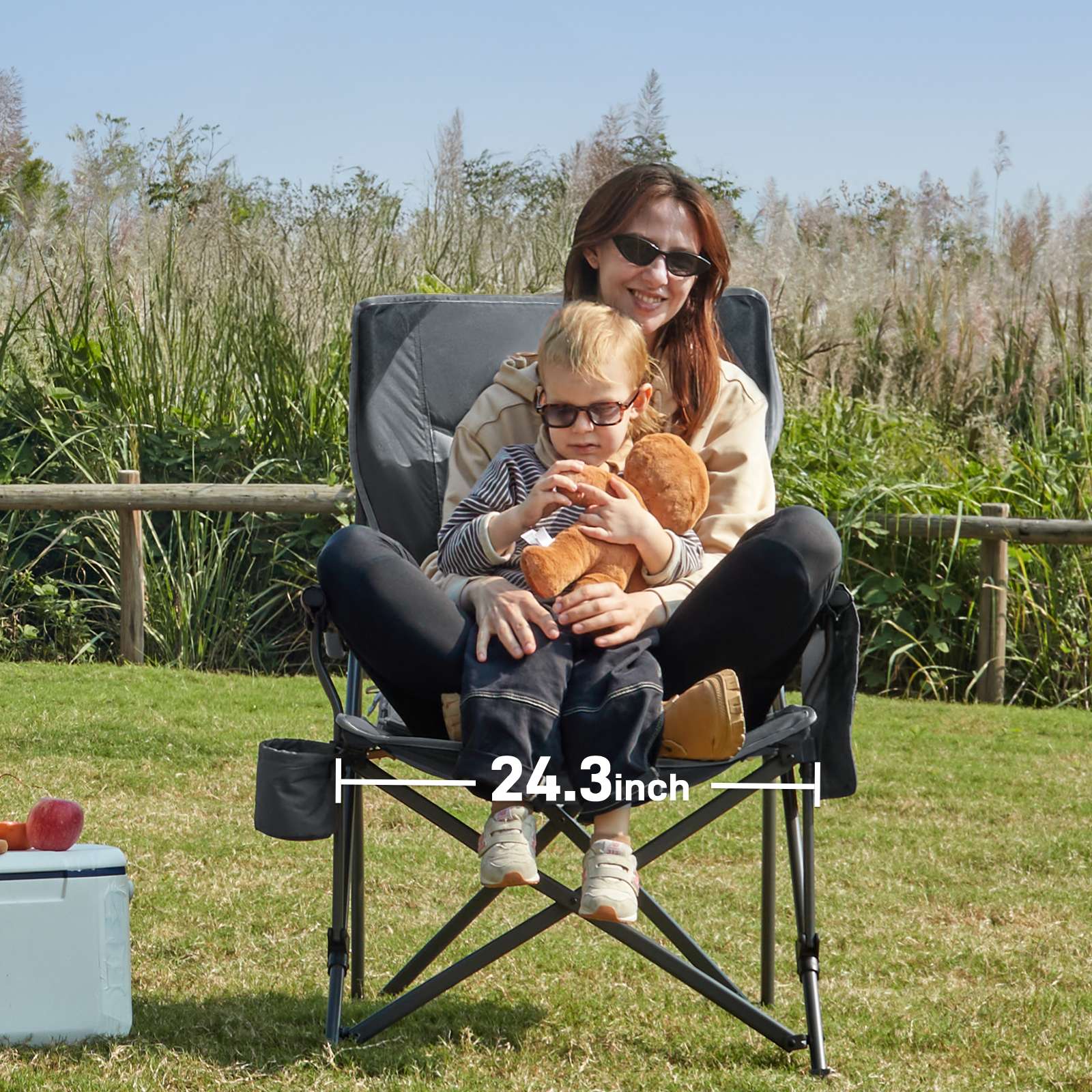 EVER ADVANCED Oversized Folding Camping Chair Gray Color with Width 24.3 inch