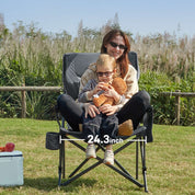 EVER ADVANCED Oversized Folding Camping Chair Gray Color with Width 24.3 inch