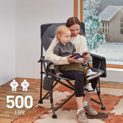 EVER ADVANCED Oversized Folding Camping Chair Gray Color Support 500 lbs