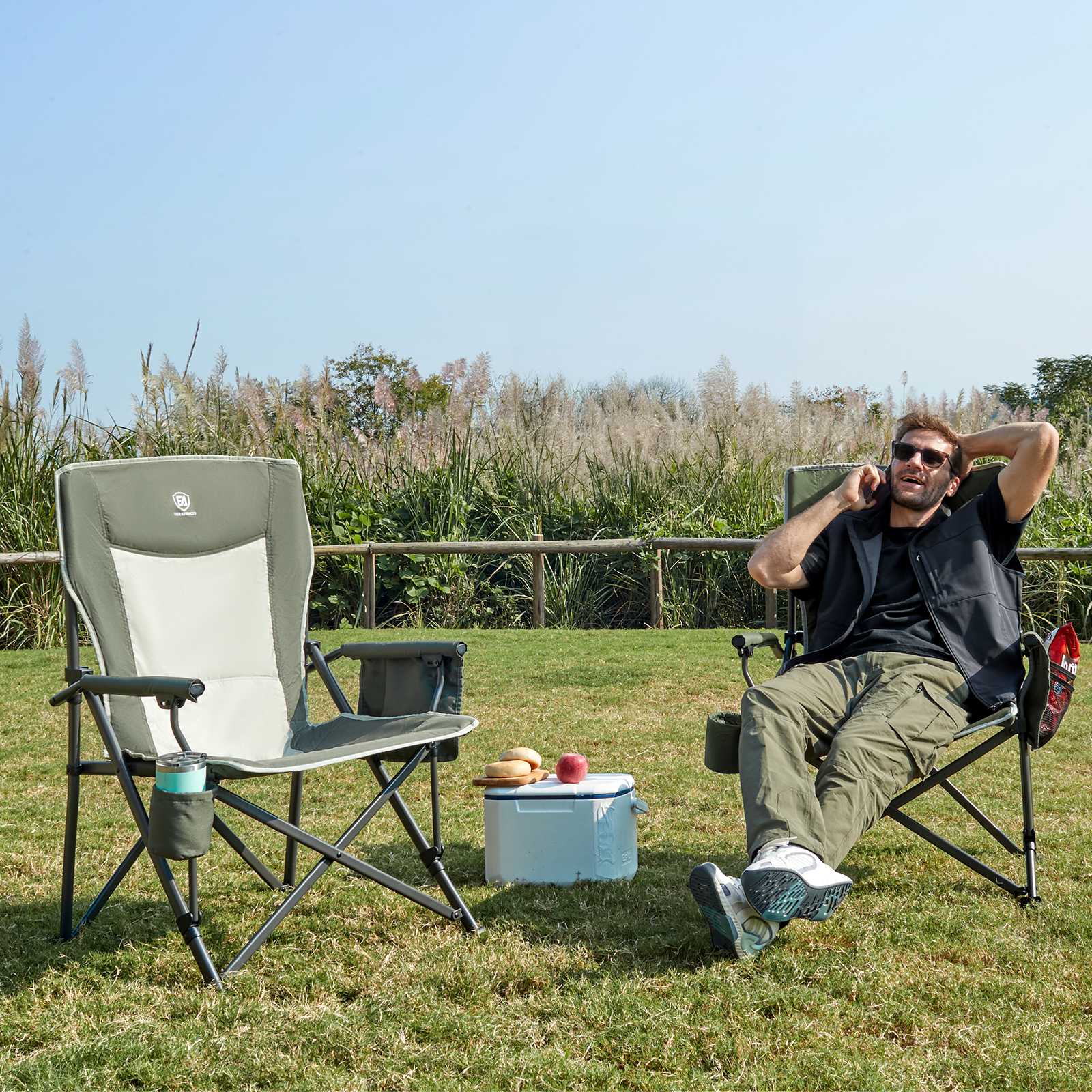 EVER ADVANCED Oversized Folding Camping Chair Olive Green