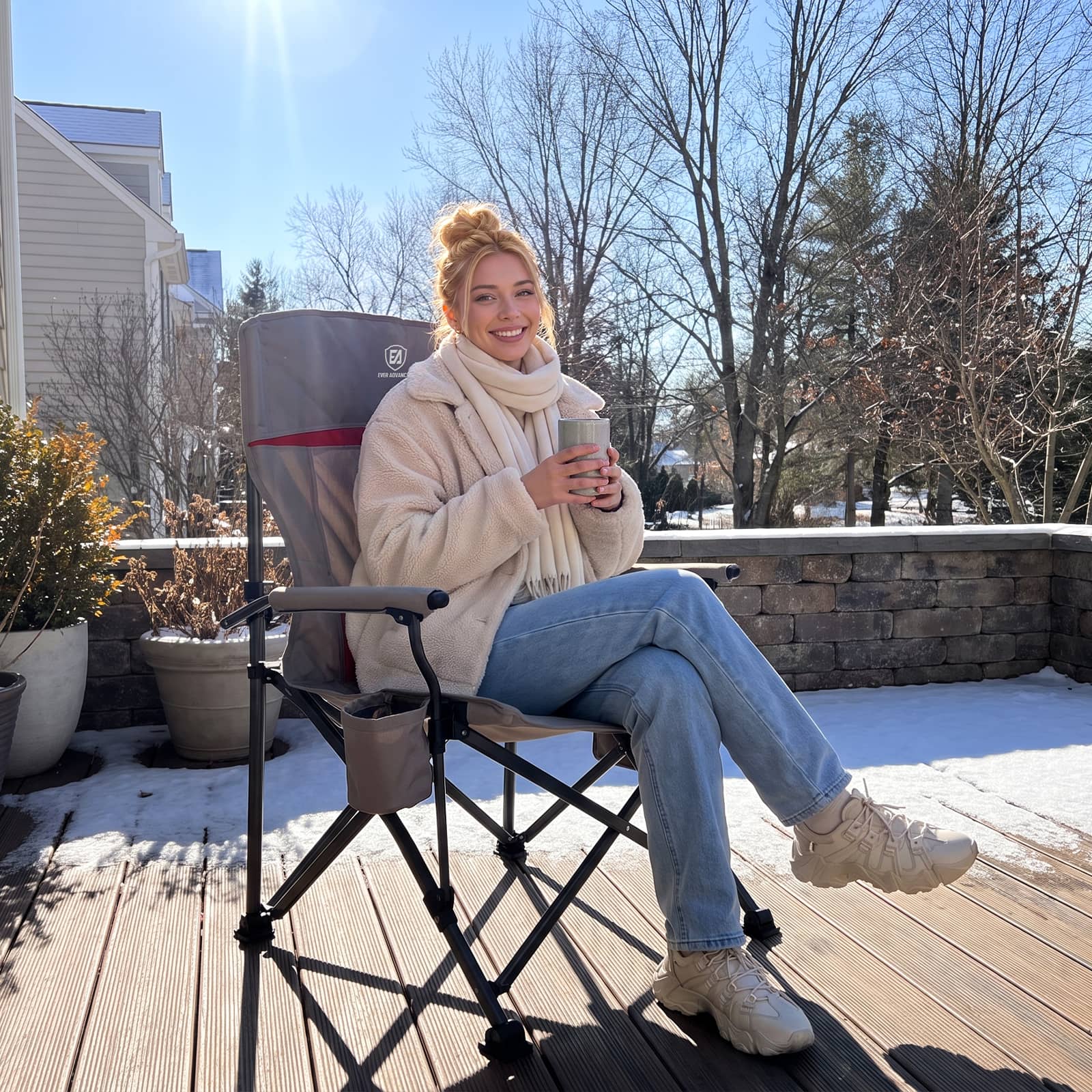 EVER ADVANCED Heated Oversized Folding Camping Chair