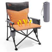 EVER ADVANCED Heated Padded Oversized Folding Camping Chair Gray