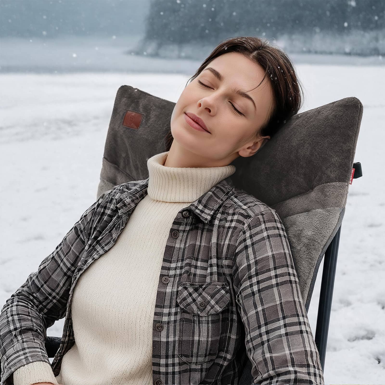 EVER ADVANCED Heated Padded Oversized Folding Camping Chair Gray