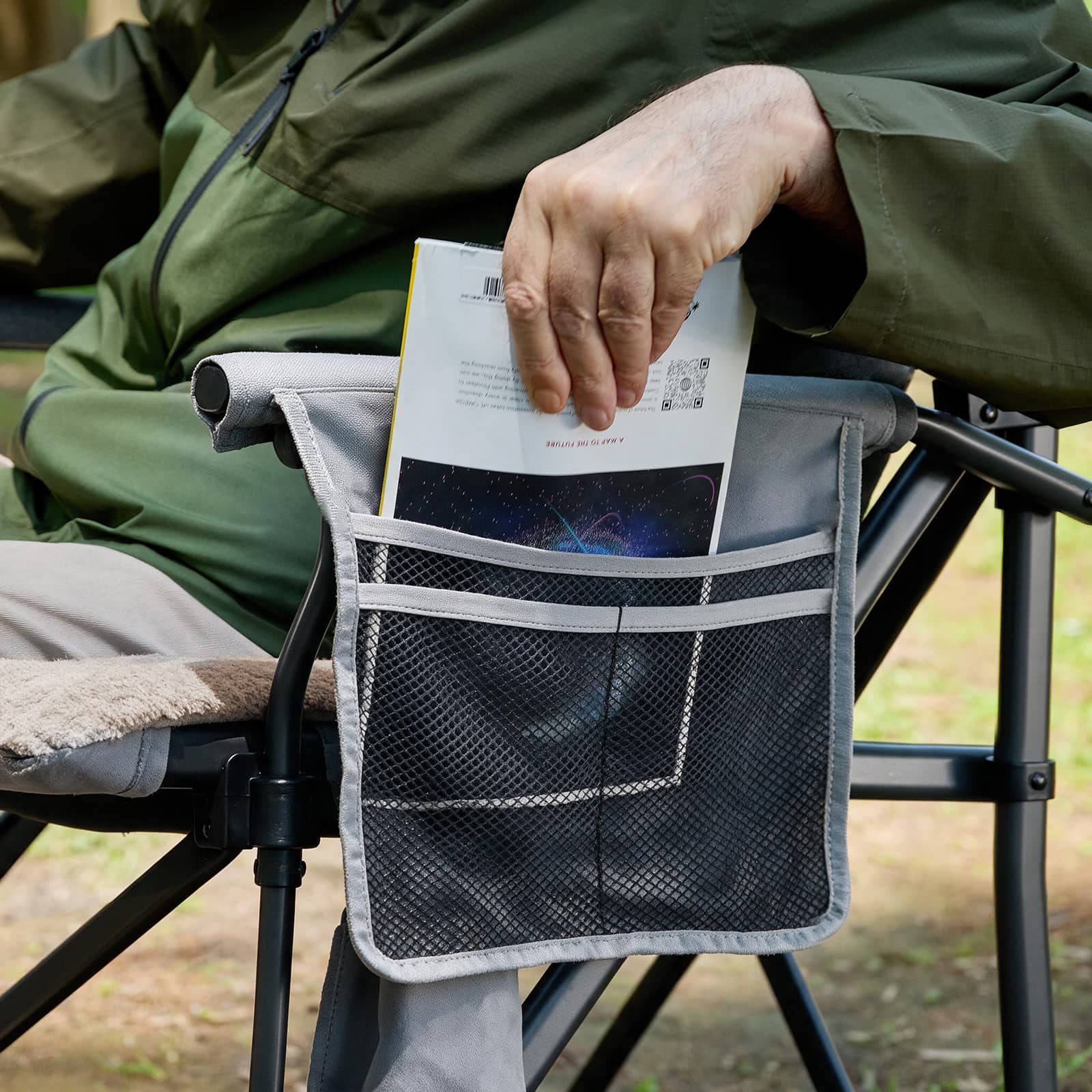 EVER ADVANCED Heated Padded Oversized Folding Camping Chair Gray