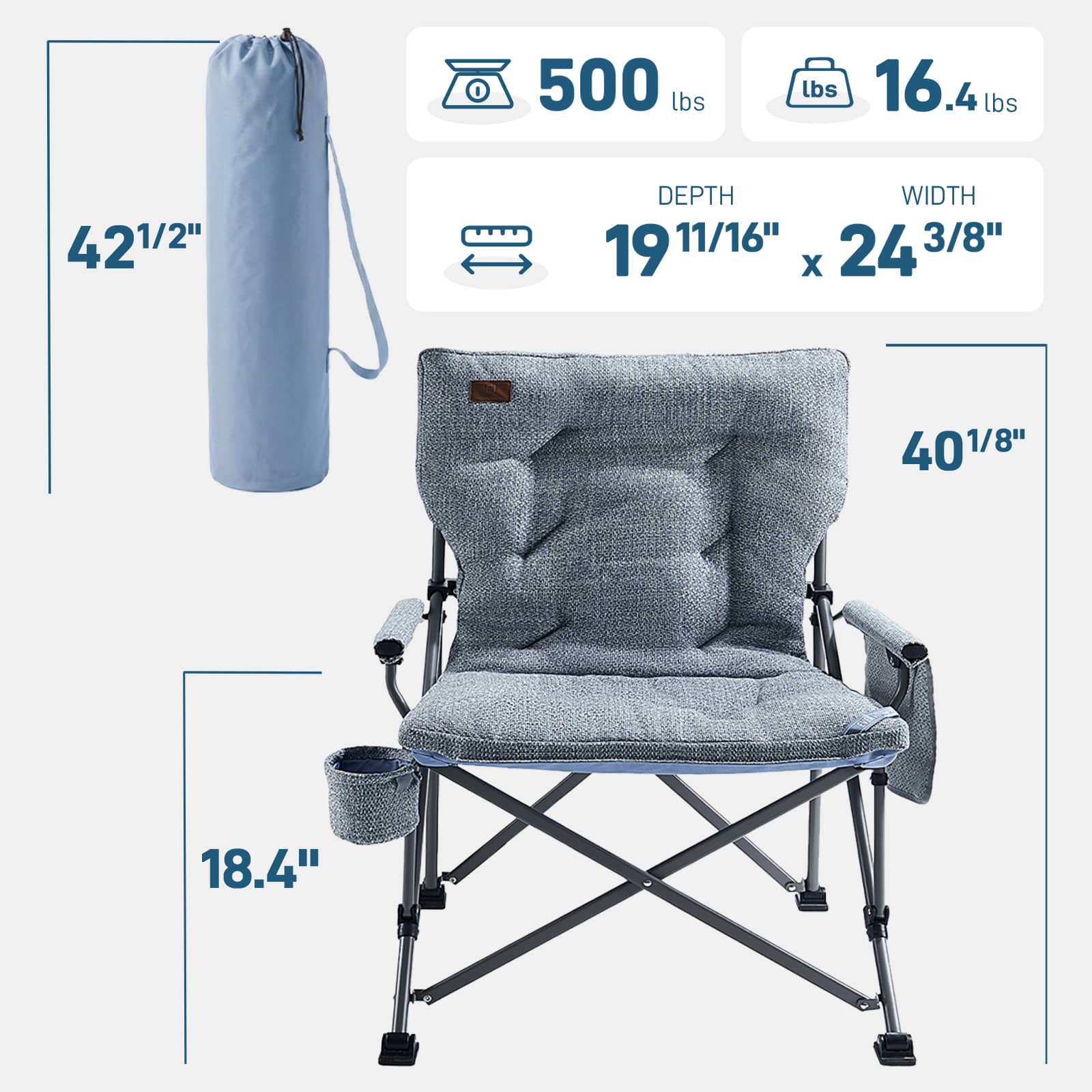 EVER ADVANCED Oversized Folding Camping Chair - Camping Chair