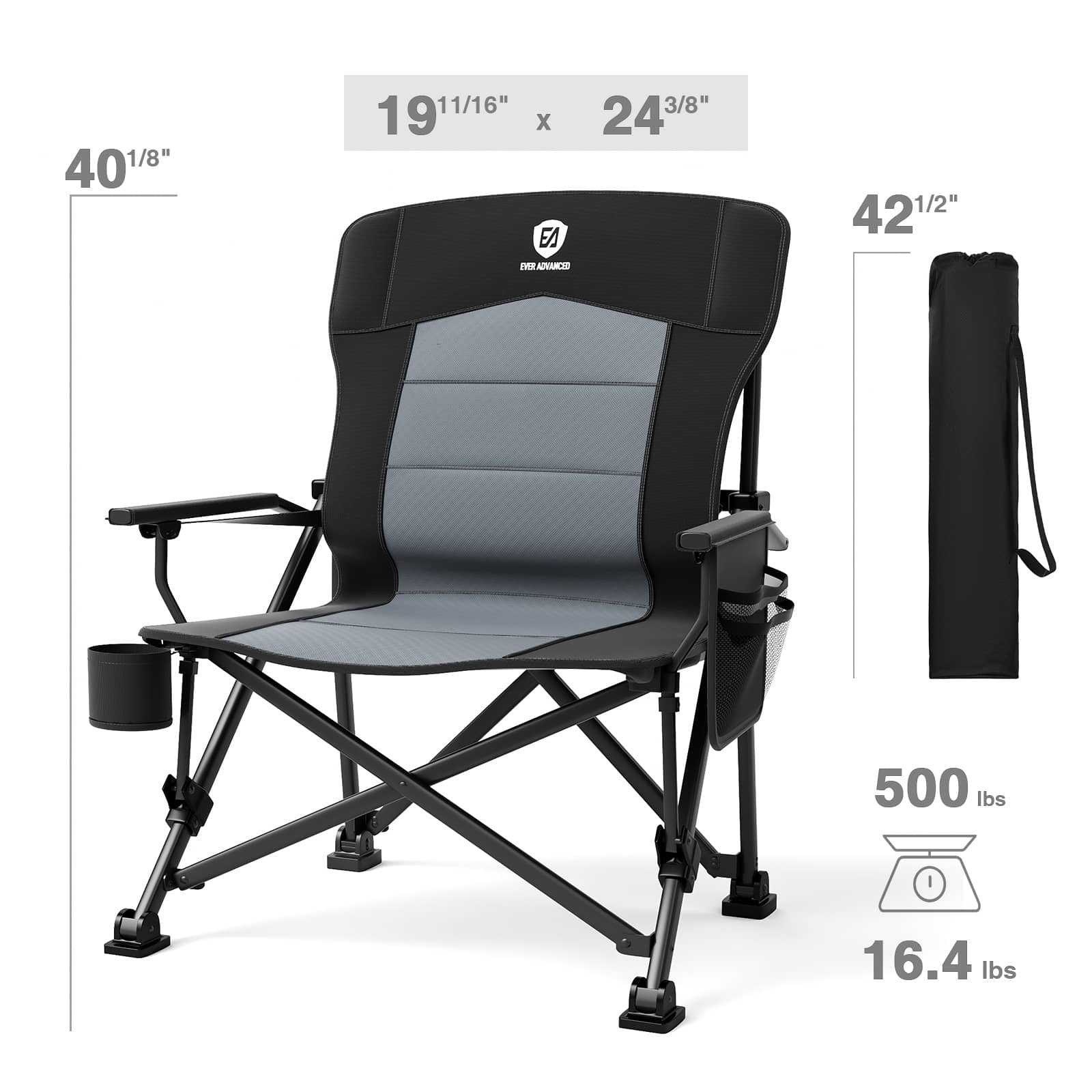 Oversized Folding Camping Chair Lumbar Support Padded | EVER