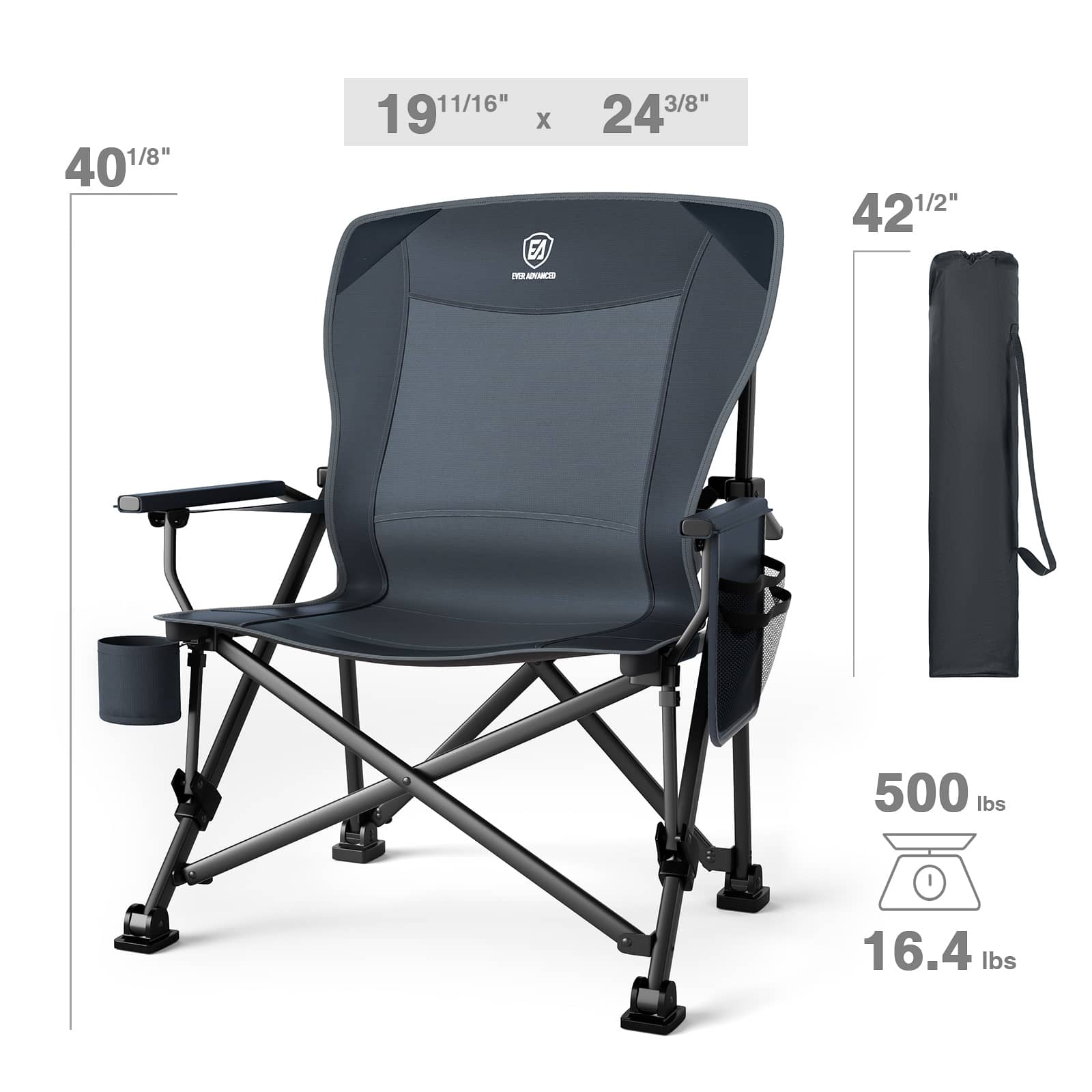 EVER ADVANCED Oversized Lumbar Support Folding Camping Chair