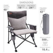 EVER ADVANCED Heated Padded Oversized Folding Camping Chair Gray