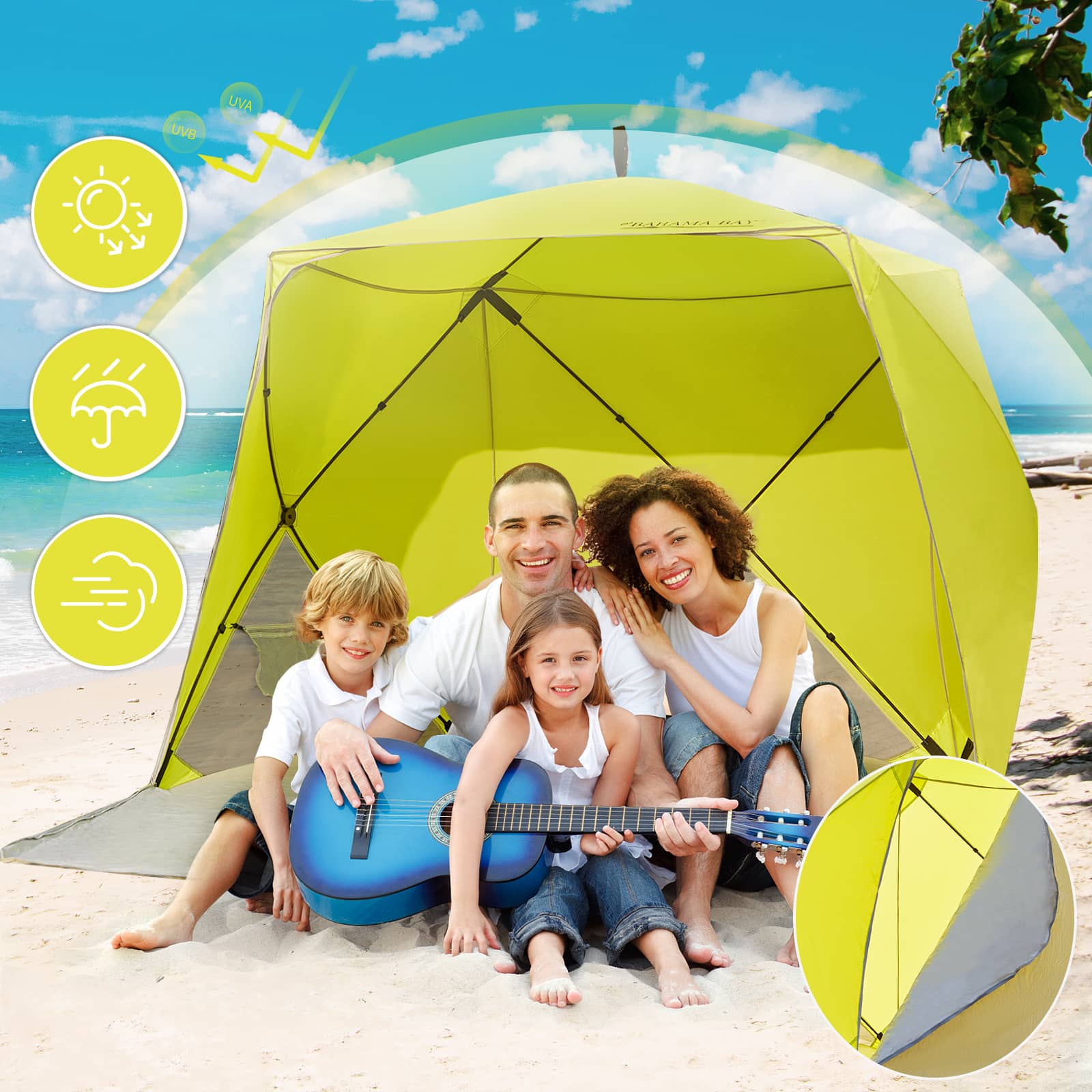 beach camping tent Pop Up Beach Tent, Portable Shade Sun Shelter UPF50+ UV Protection For 4 Person Extendable Floor For Fishing Hiking Camping, Waterproof Windproof(Blue
