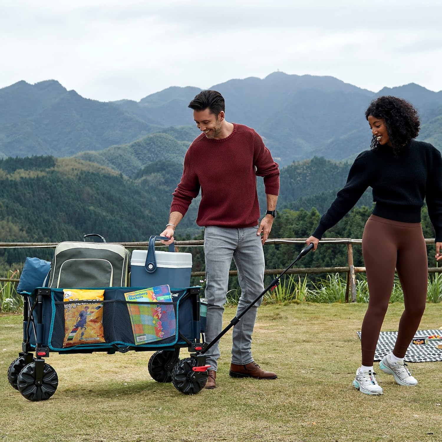 Portal Outdoors All Terrain Folding Wagon Deep Ocen Blue
