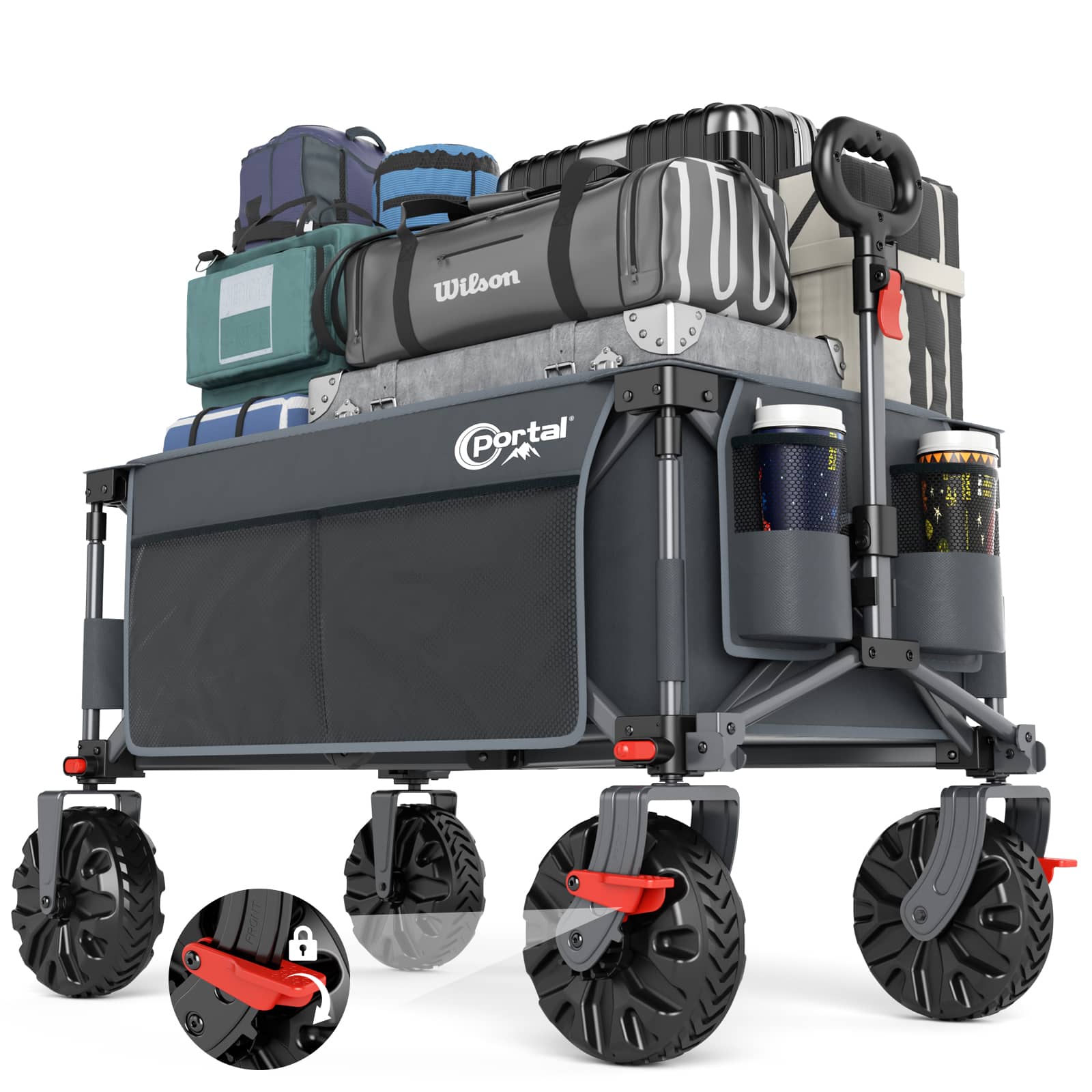 Portal Outdoors All Terrain Folding Wagon Gray