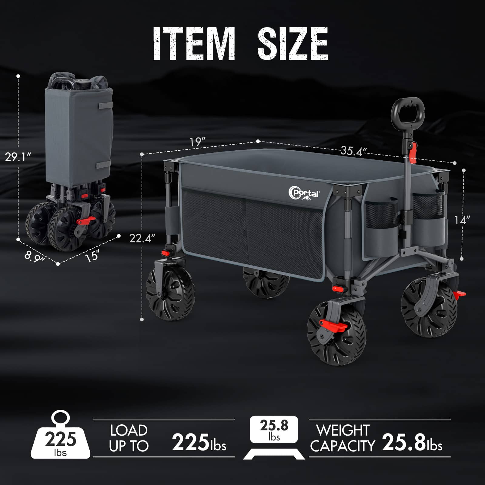 Portal Outdoors All Terrain Folding Wagon Gray