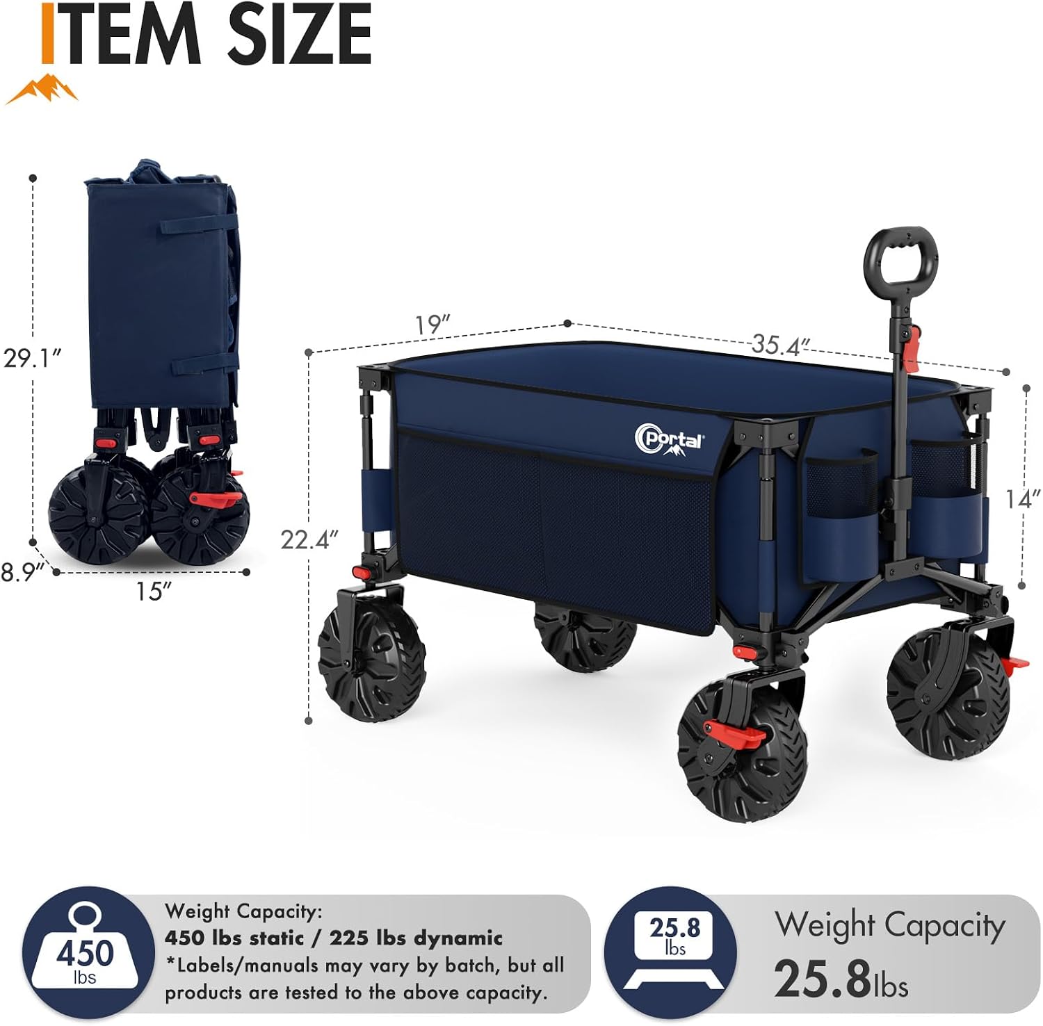 Portal Outdoors All Terrain Folding Wagon Prussian Blue