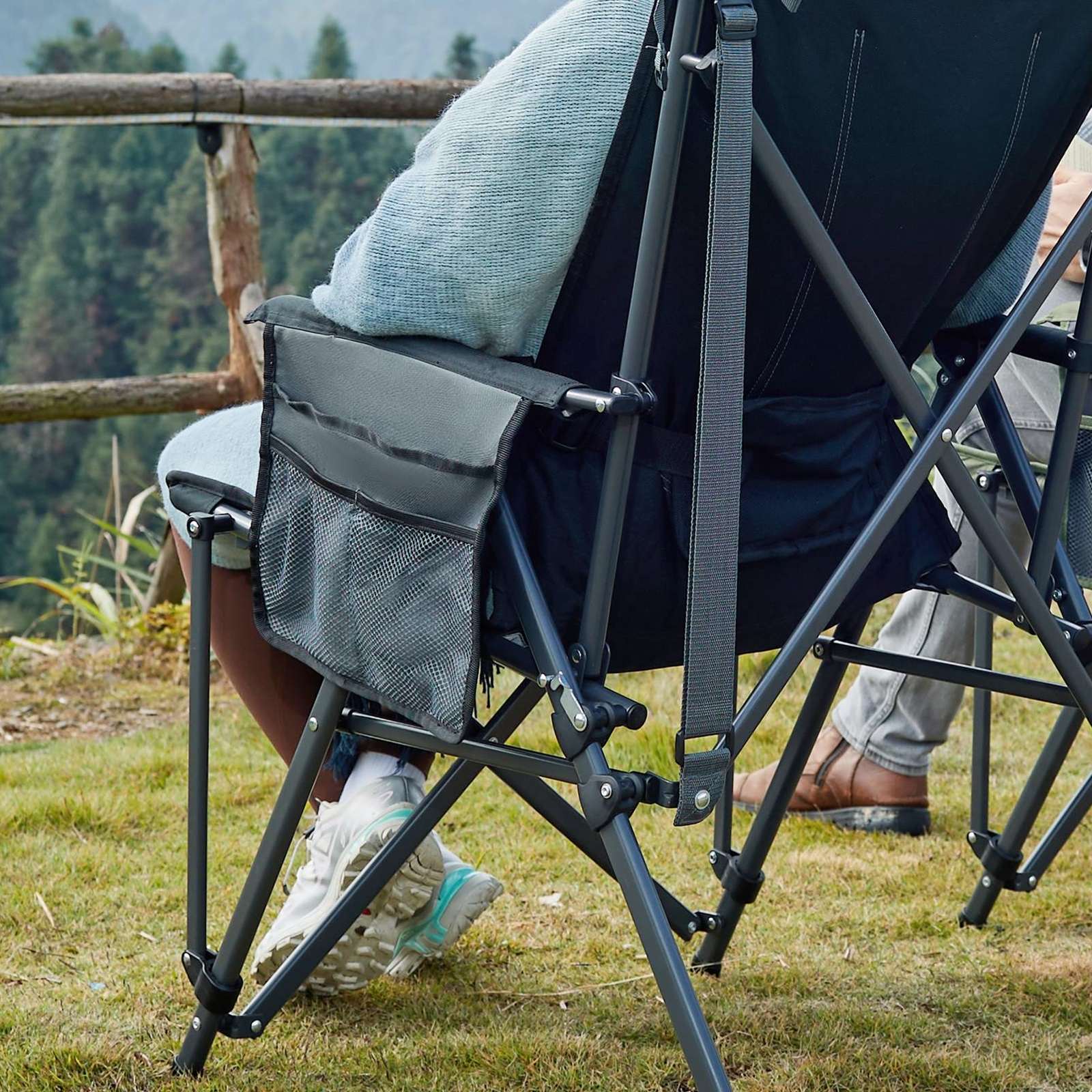Portal Outdoors Lumbar Support Folding Chair Black Color with High Back