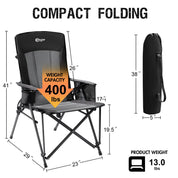 Size Guide for Portal Outdoors Lumbar Support Folding Chair Black Color