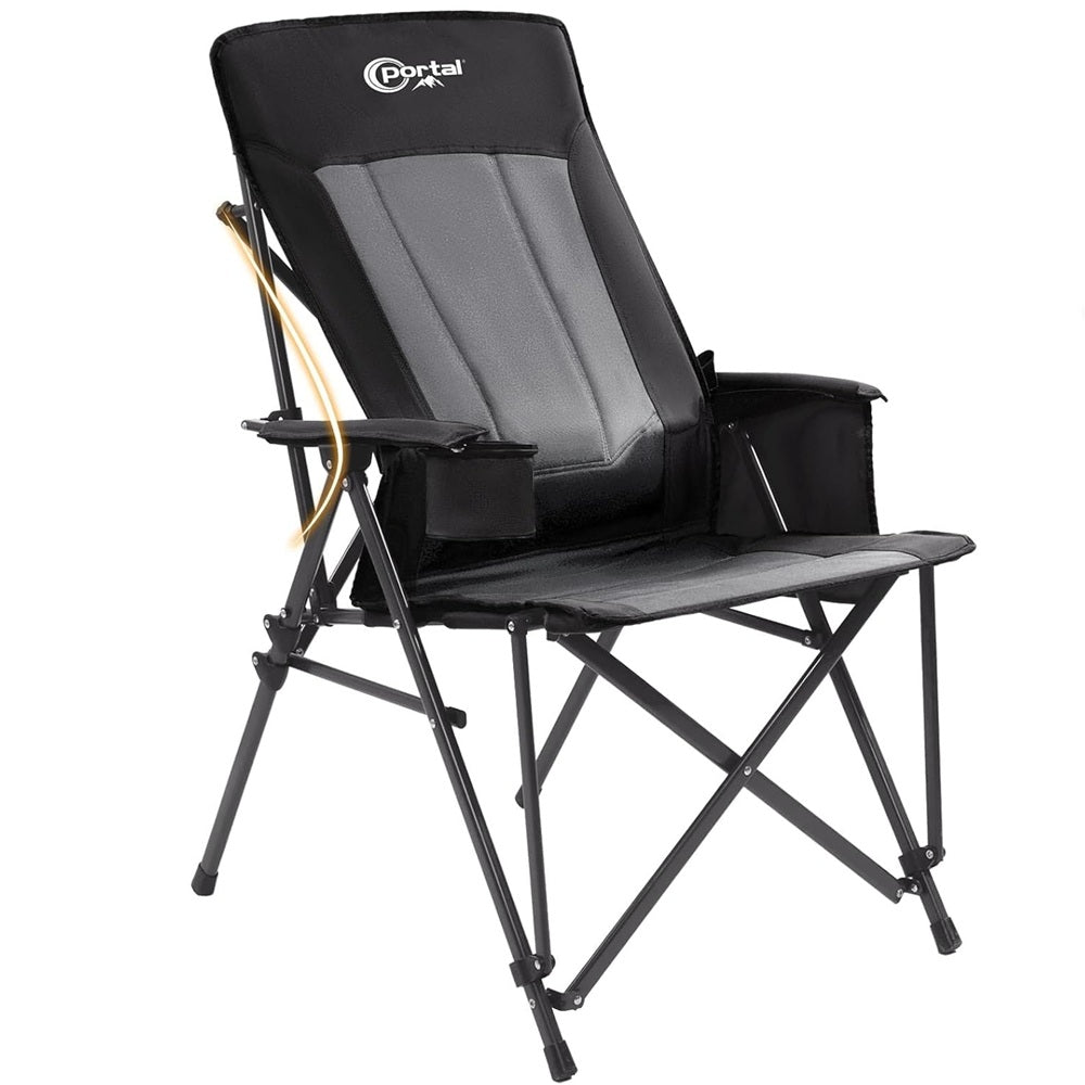 Portal Outdoors Lumbar Support Folding Chair Black Color Support 400 lbs
