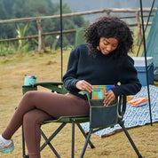 Portal Outdoors Lumbar Support Folding Chair Green Color Support 500 lbs with Side Pocket