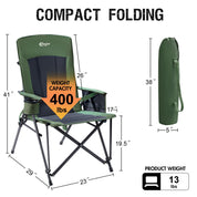 Size Guide for Portal Outdoors Lumbar Support Folding Chair Green Color 