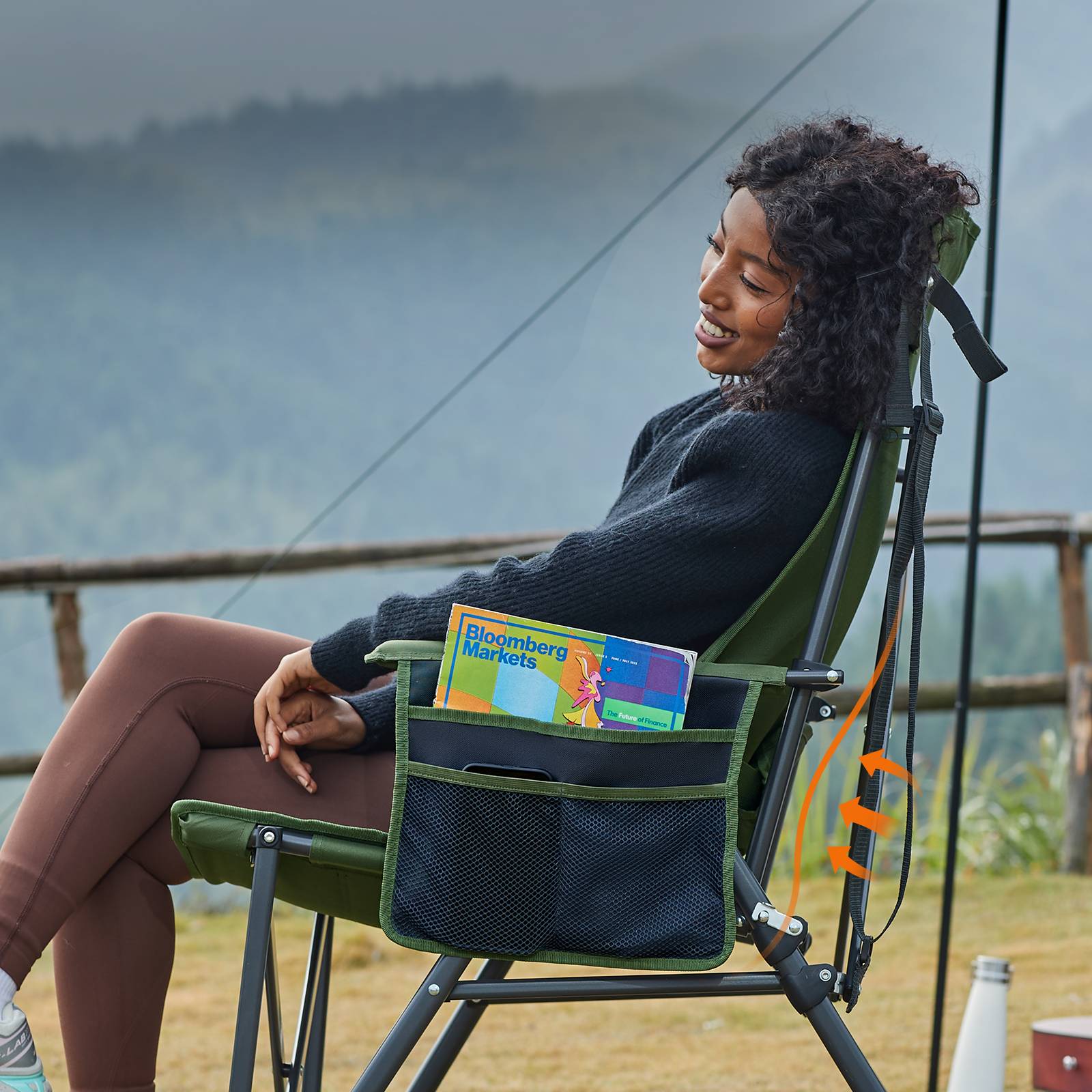 Portal Outdoors Lumbar Support Folding Chair Green Color Support 500 lbs