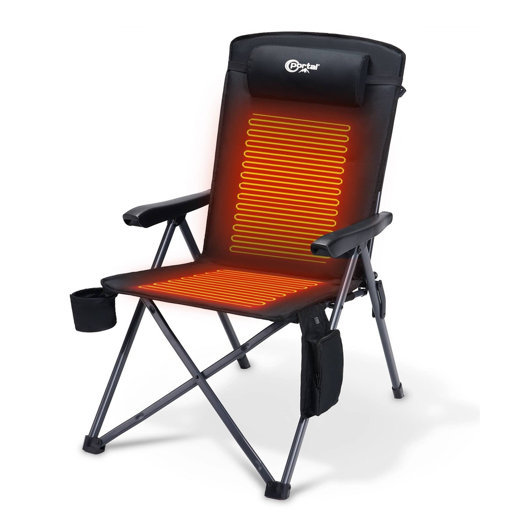 Portal Outdoors Heated Reclining Camping Chair Black