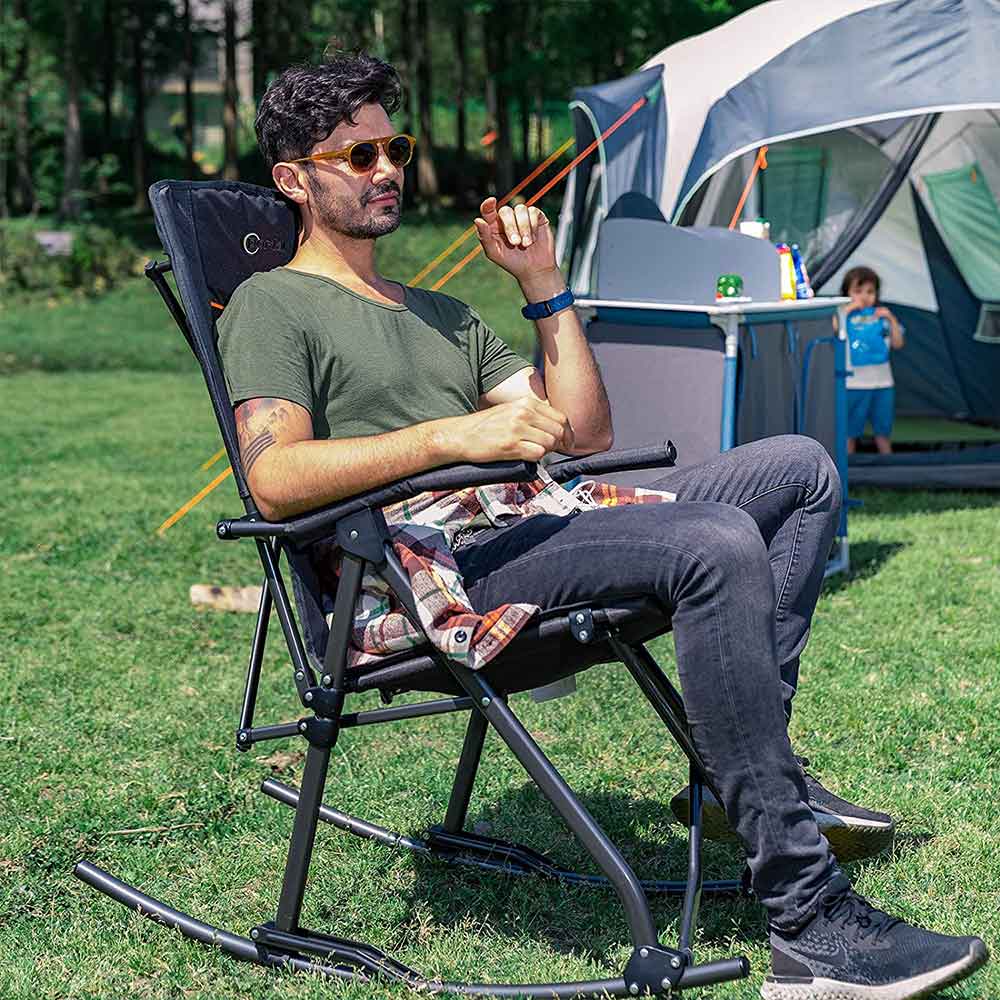 Camping Chair Outdoor Folding Rocking Chair With Canopy GCI