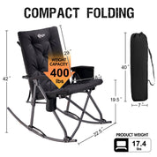 Size Guide for Portal Outdoors Rocking Camping Chair Black Color