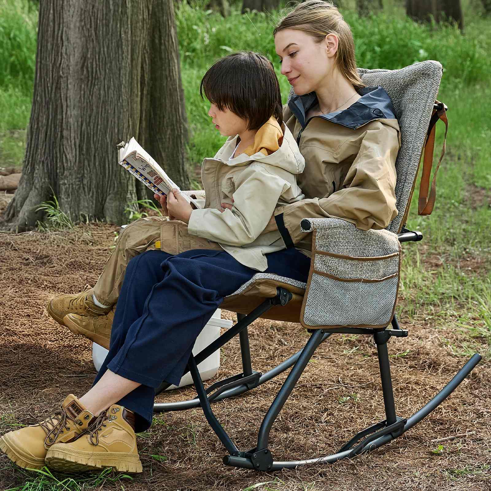 EVER ADVANCED Collapsible Patio Rocking Camping Chair - Rocking Chair